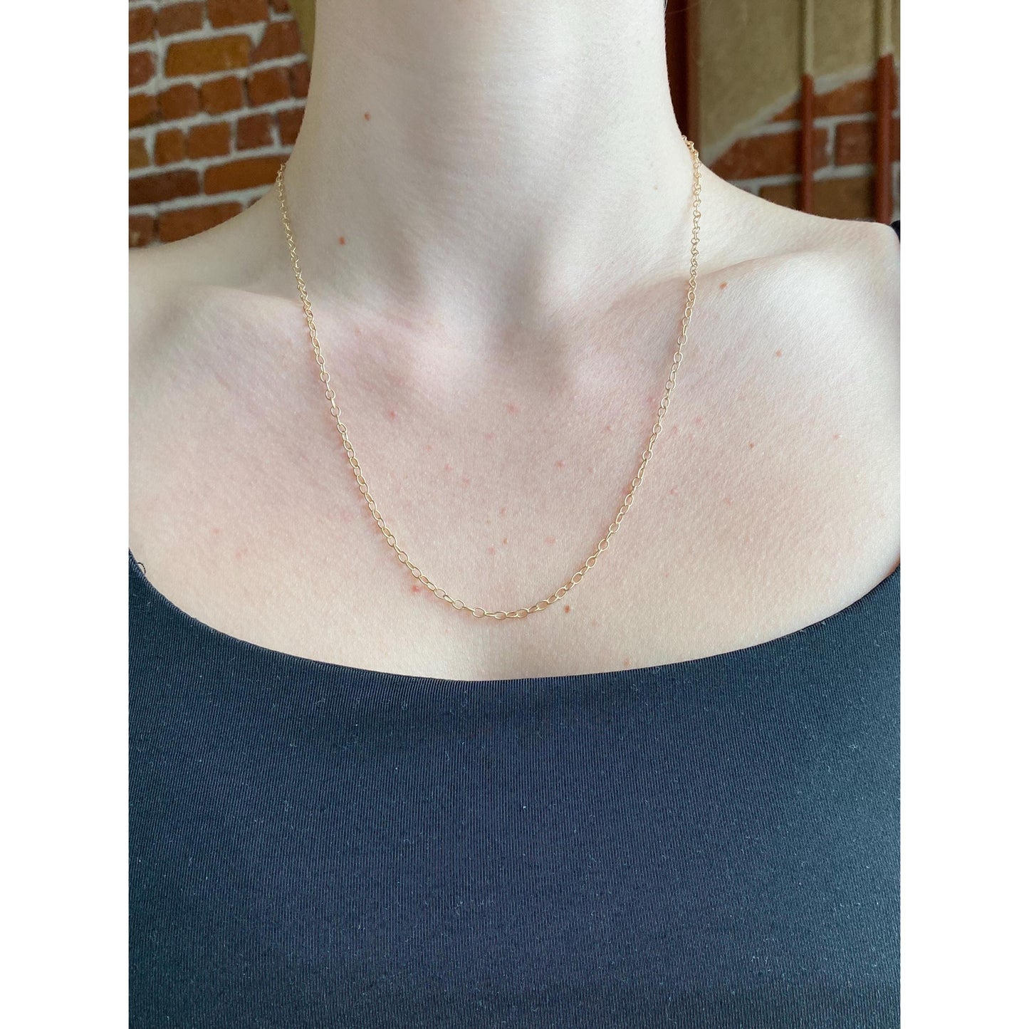 Vintage Solid 14k Yellow Gold Textured Cable Link Chain Necklace - 20.5 inches