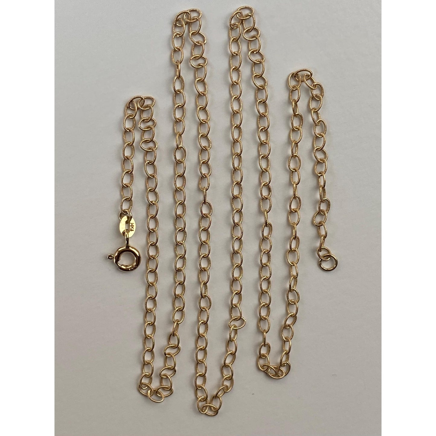 Vintage Solid 14k Yellow Gold Textured Cable Link Chain Necklace - 20.5 inches
