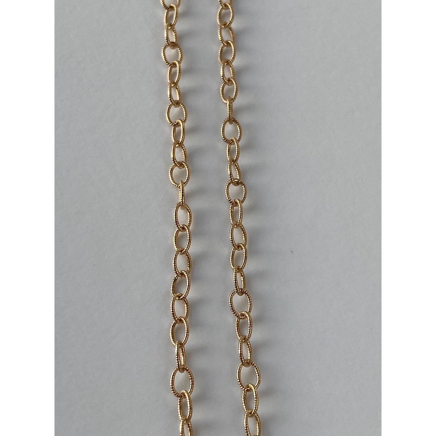 Vintage Solid 14k Yellow Gold Textured Cable Link Chain Necklace - 20.5 inches