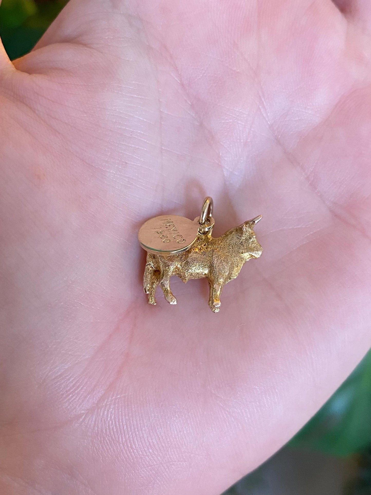 Vintage Solid 10k Yellow Gold Bull Mexico 1960 Charm