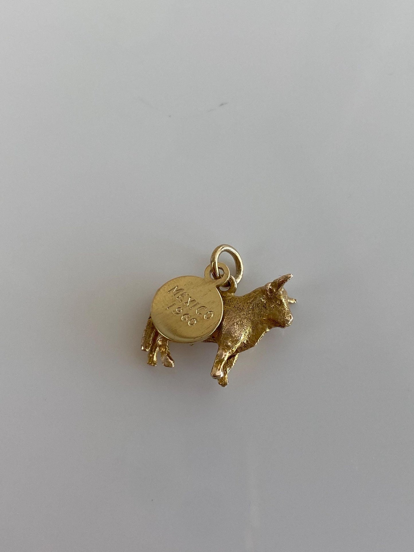 Vintage Solid 10k Yellow Gold Bull Mexico 1960 Charm