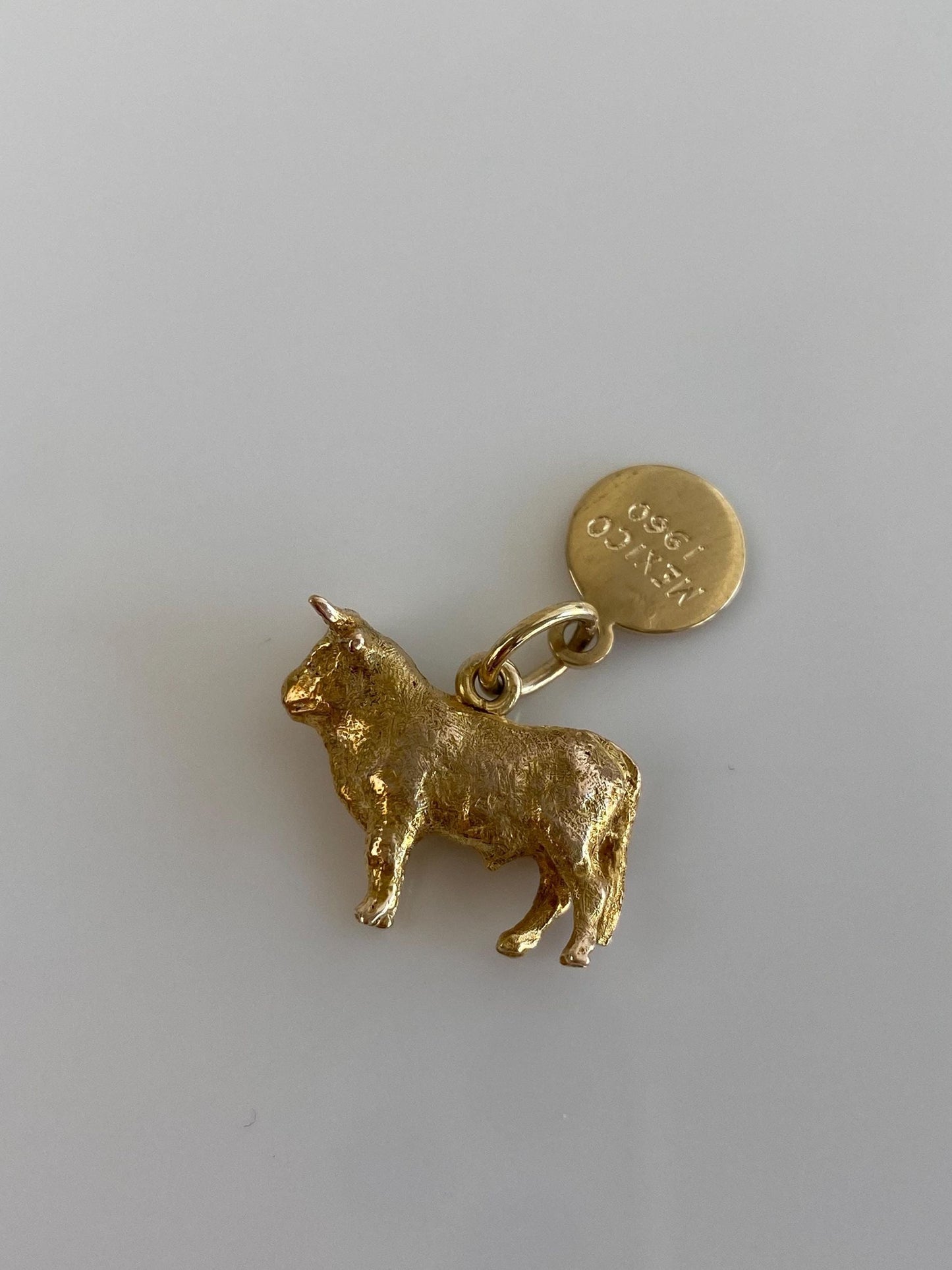 Vintage Solid 10k Yellow Gold Bull Mexico 1960 Charm