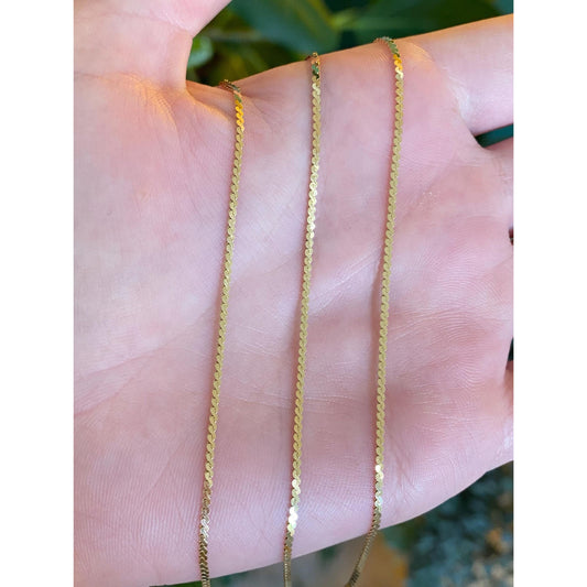 Vintage Solid 14k Yellow Gold Serpentine Chain Necklace - 19.5 inches