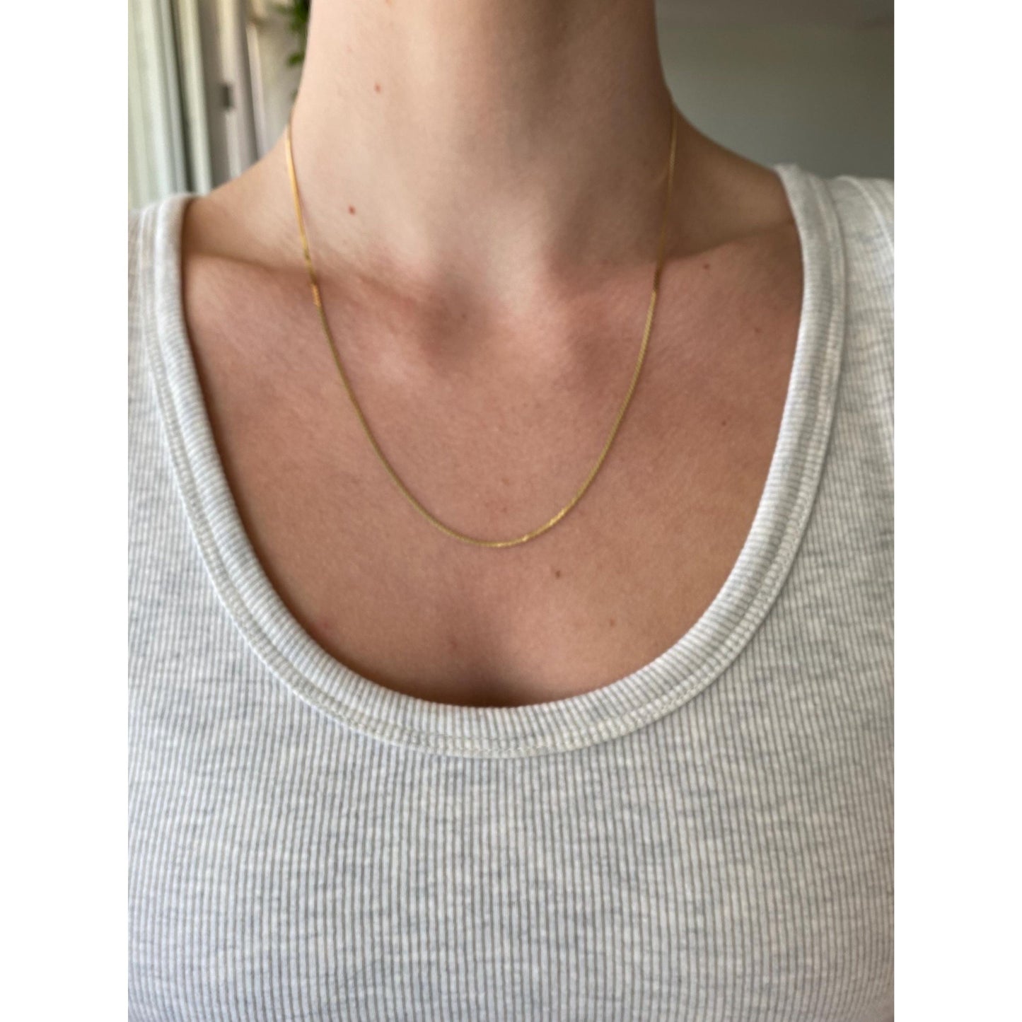 Vintage Solid 14k Yellow Gold Serpentine Chain Necklace - 19.5 inches
