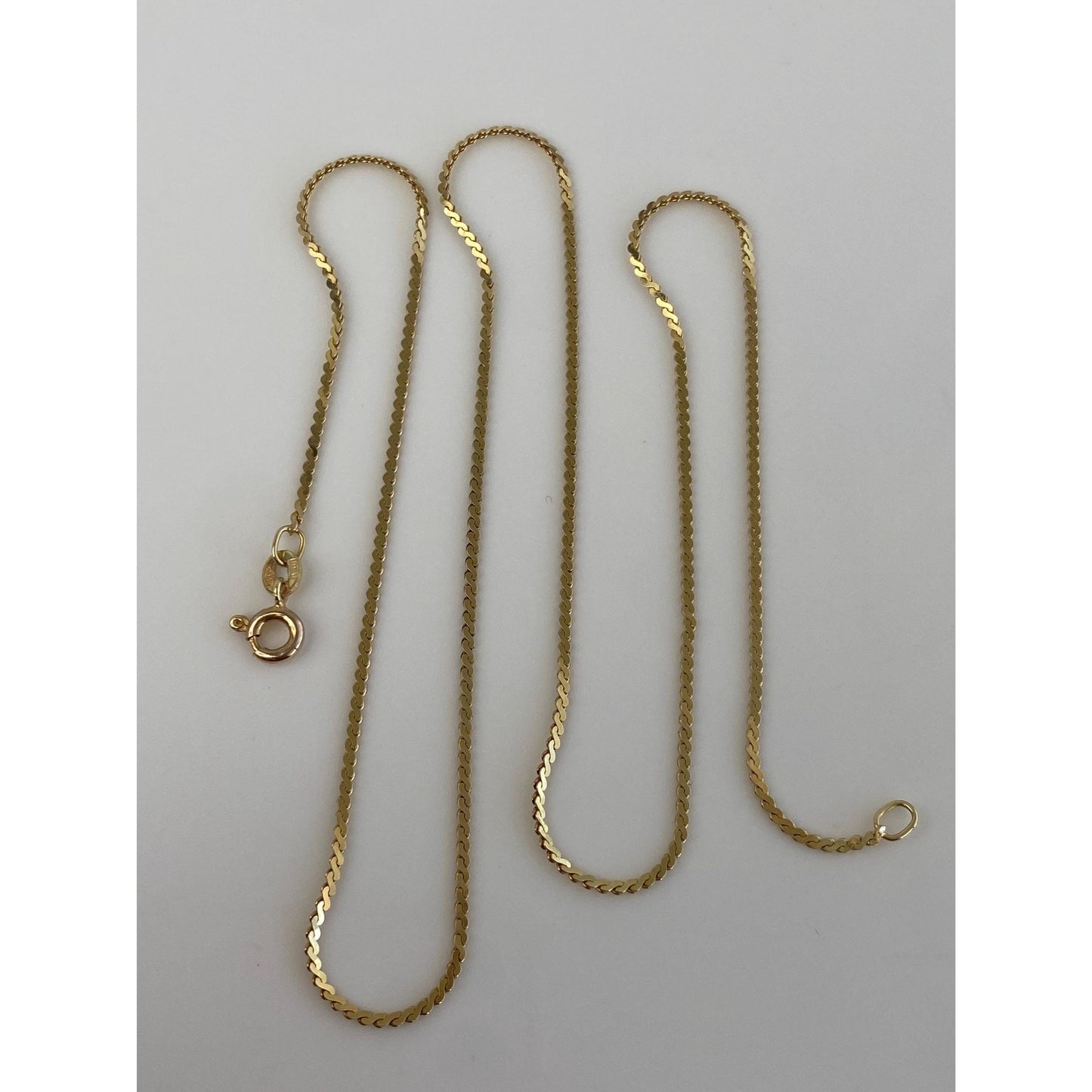Vintage Solid 14k Yellow Gold Serpentine Chain Necklace - 19.5 inches