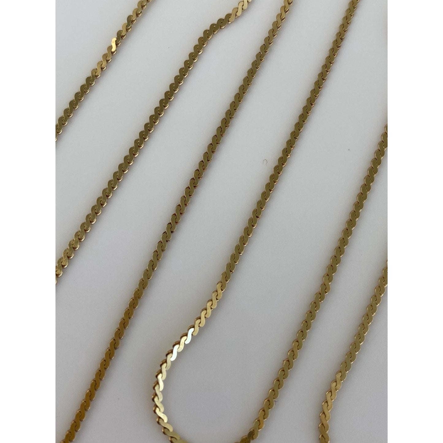 Vintage Solid 14k Yellow Gold Serpentine Chain Necklace - 19.5 inches