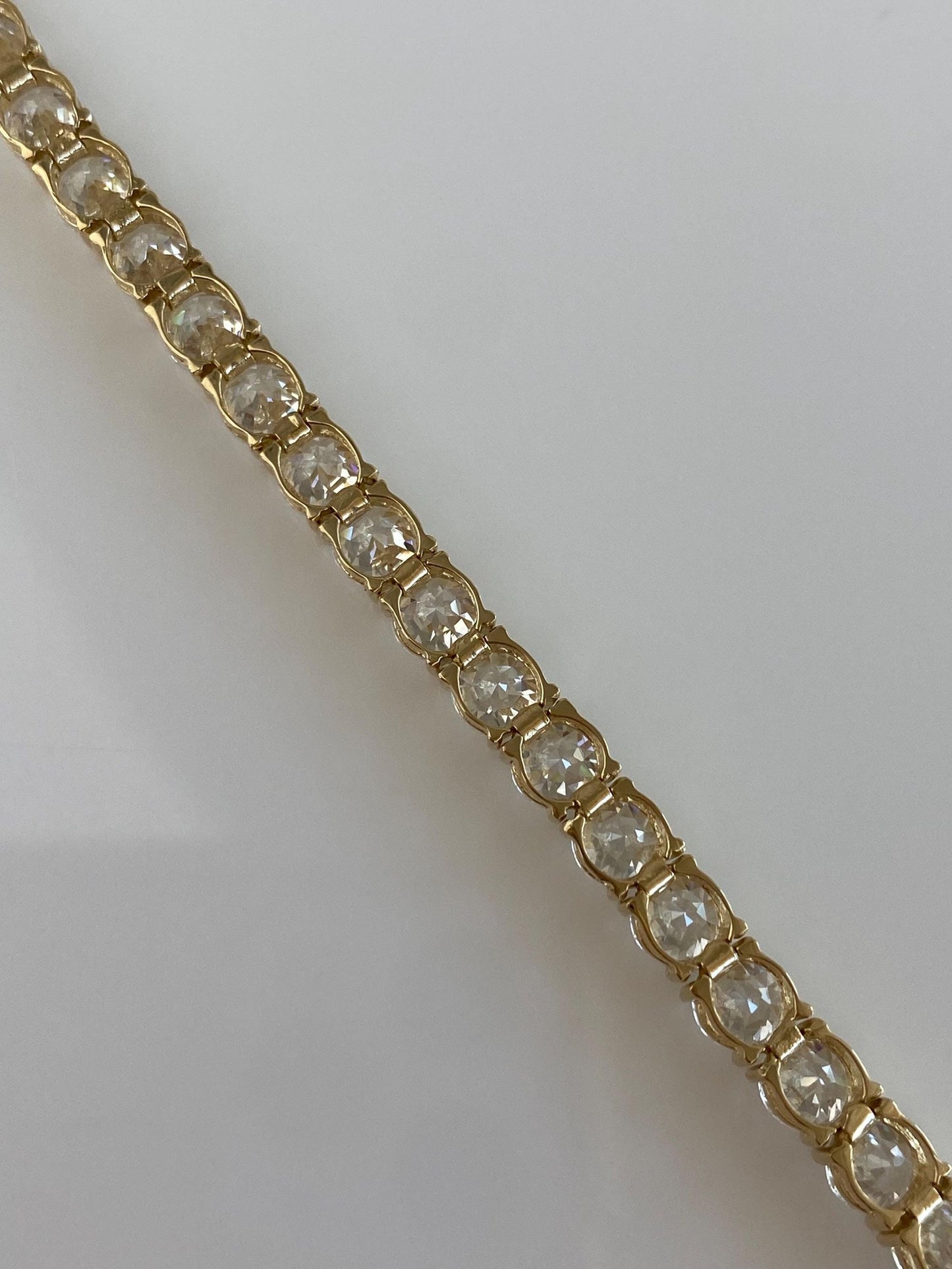 Vintage Solid 14k Yellow Gold Cubic Zirconia Tennis Bracelet - 6.75 Inches