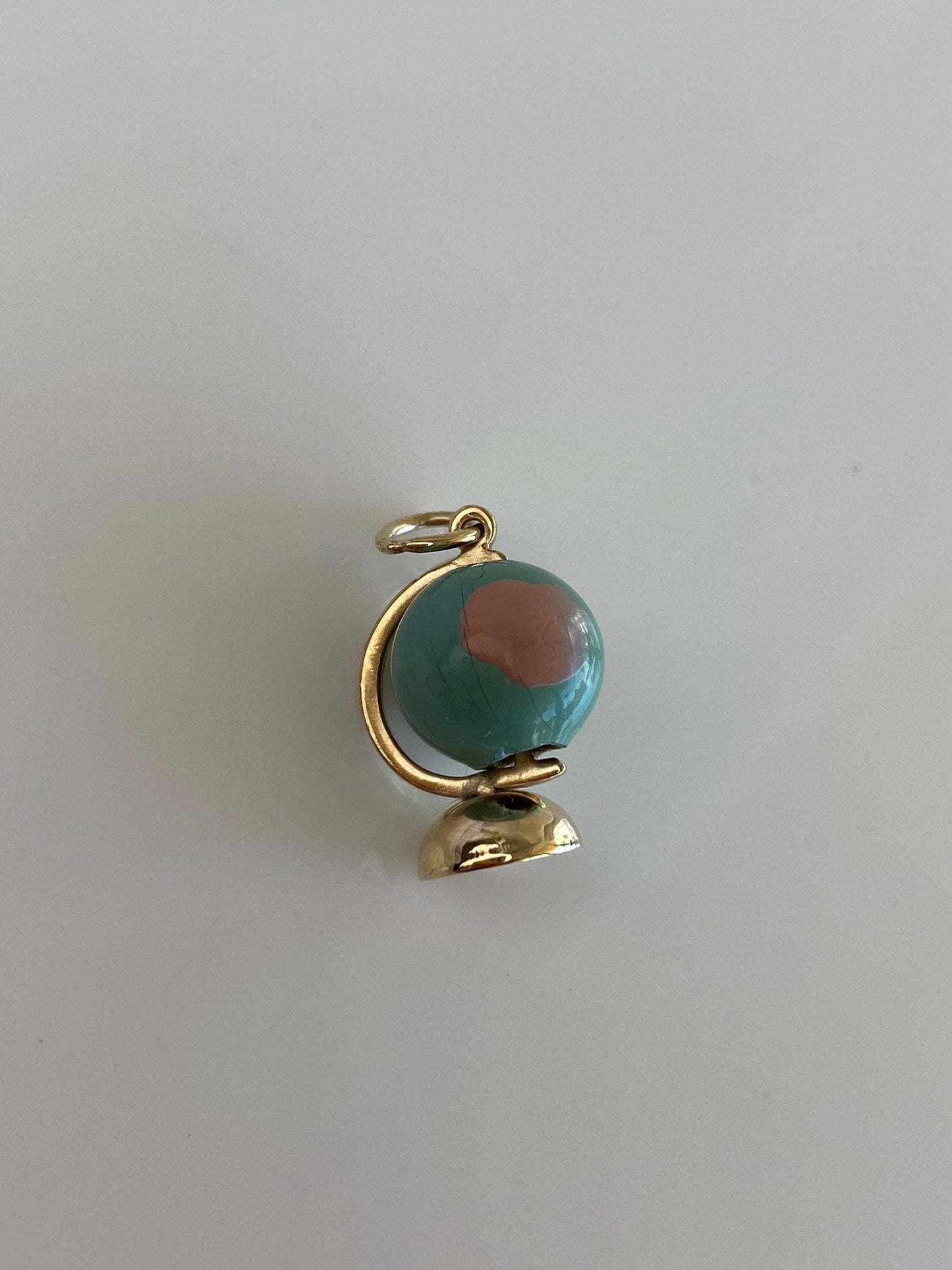 Vintage 10k Yellow Gold Enamel Articulated Globe Charm