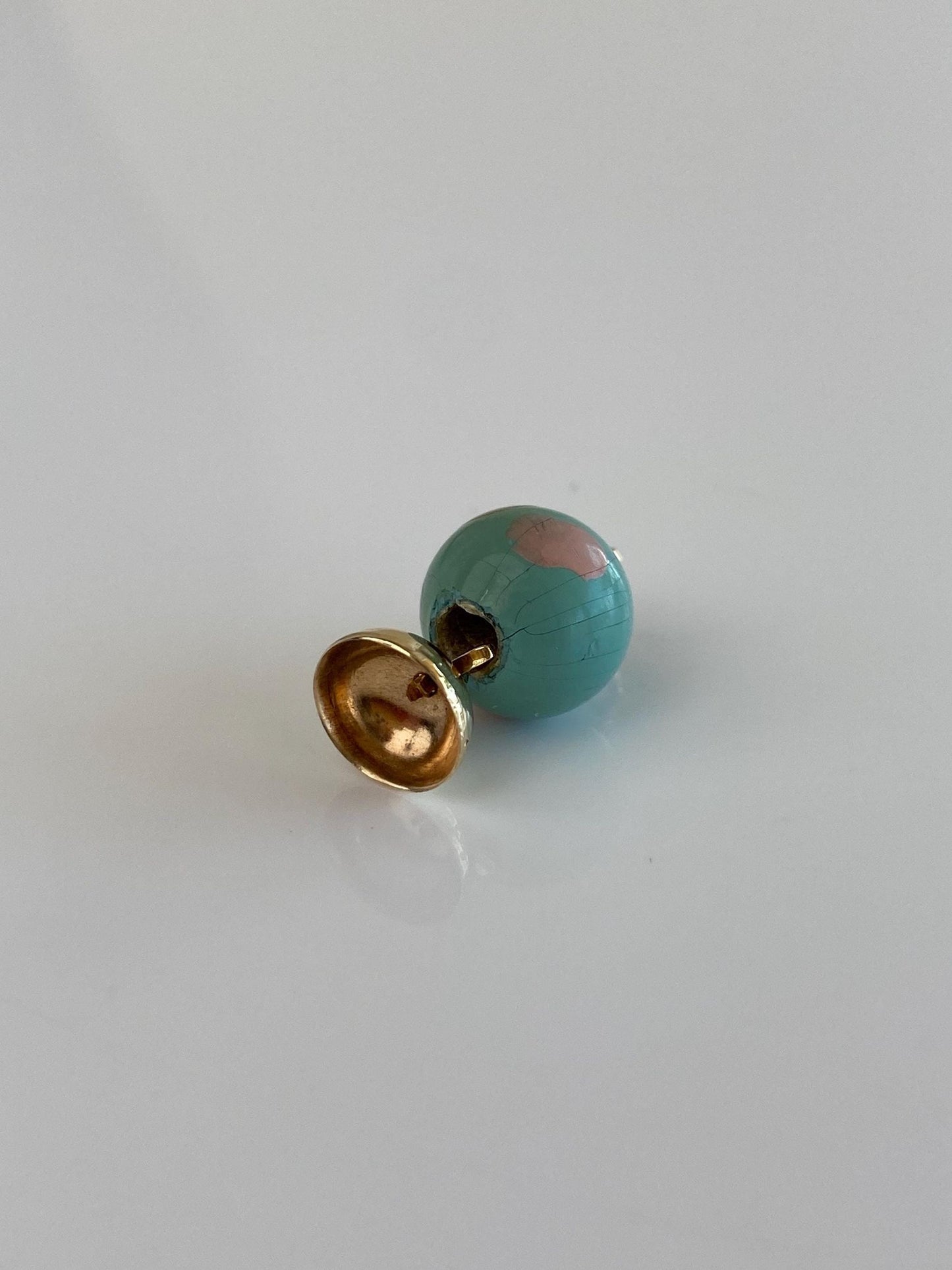Vintage 10k Yellow Gold Enamel Articulated Globe Charm