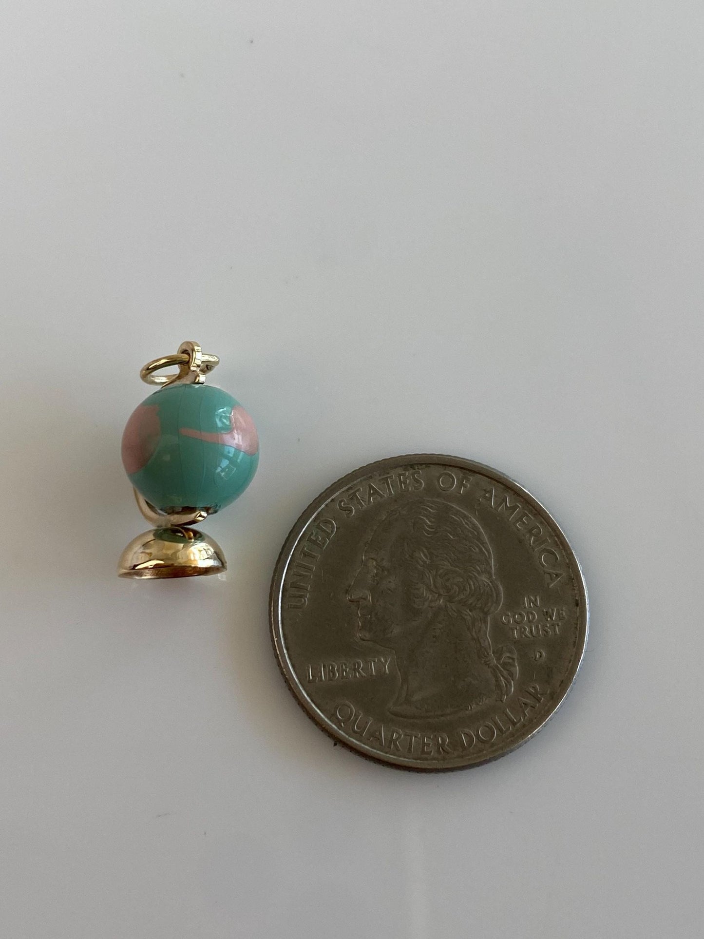 Vintage 10k Yellow Gold Enamel Articulated Globe Charm