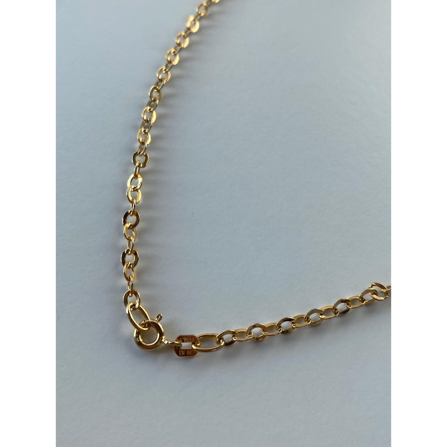 Vintage Solid 14k Yellow Gold Textured Heart Cable Chain Necklace - 18 inches