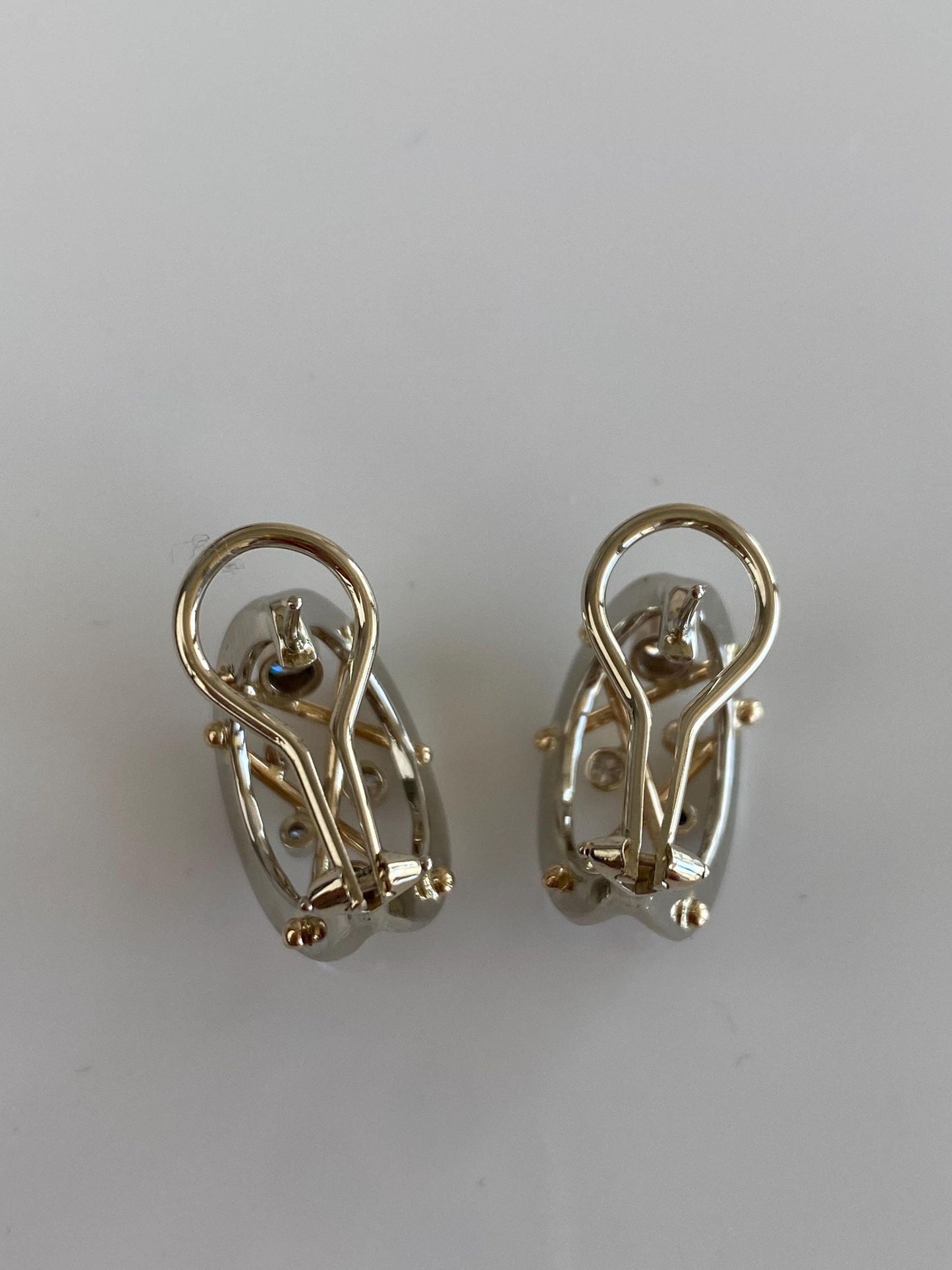 Vintage Solid 14k White & Yellow Gold Diamond Drop Earrings