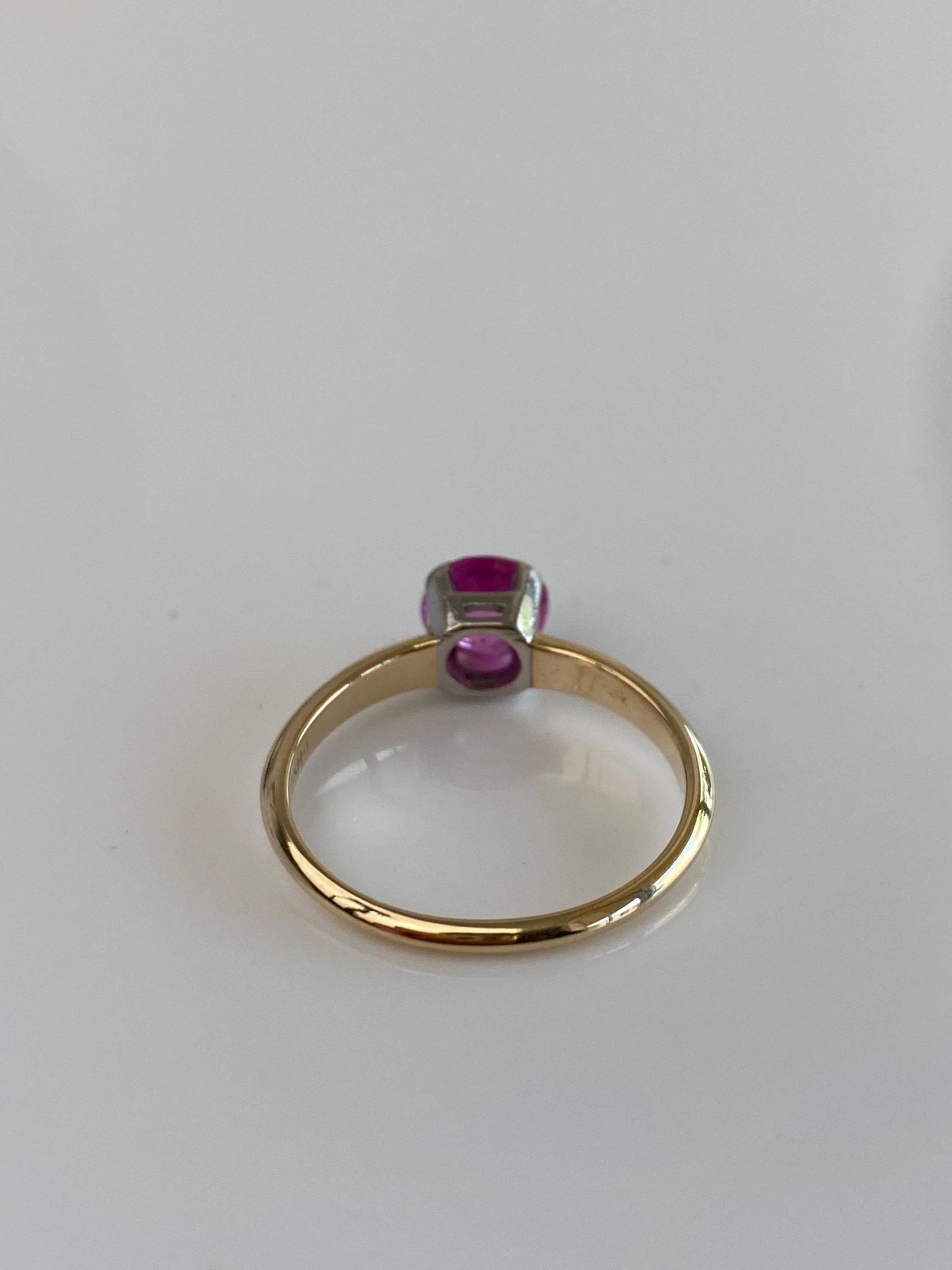 Vintage Solid 14k White & Yellow Gold Pink Sapphire Ring - Size 7.5