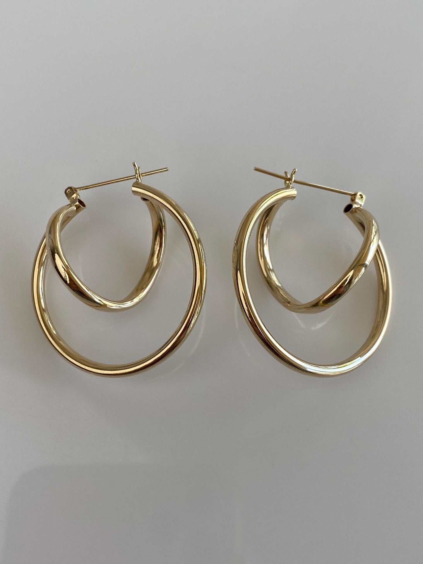 Vintage 14k Yellow Gold Looped Hoop Earrings