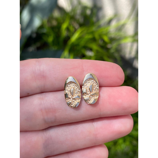 Vintage Solid 14k Yellow Gold Nugget Style Stud Earrings