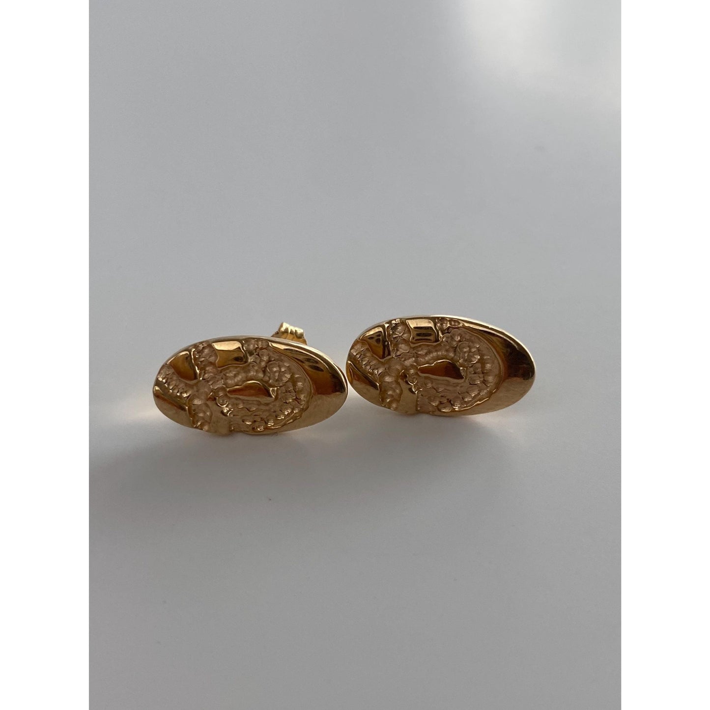Vintage Solid 14k Yellow Gold Nugget Style Stud Earrings