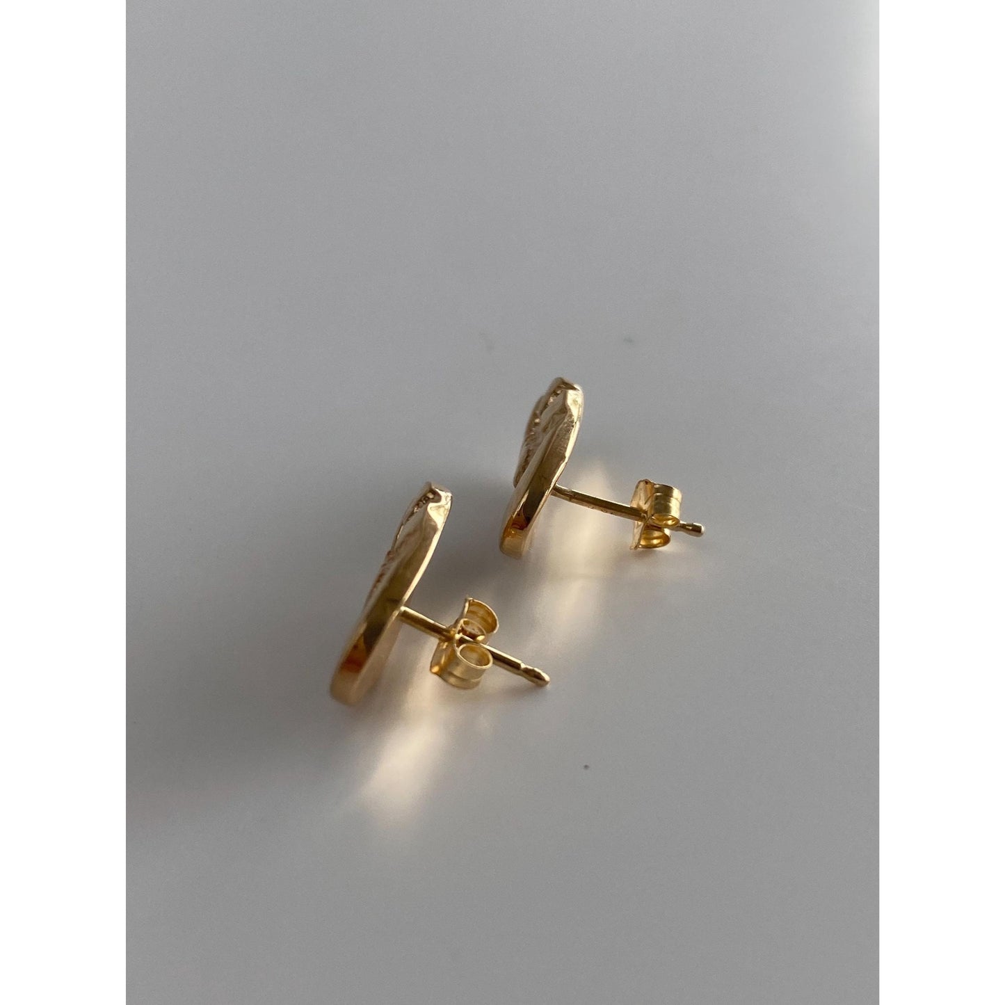 Vintage Solid 14k Yellow Gold Nugget Style Stud Earrings