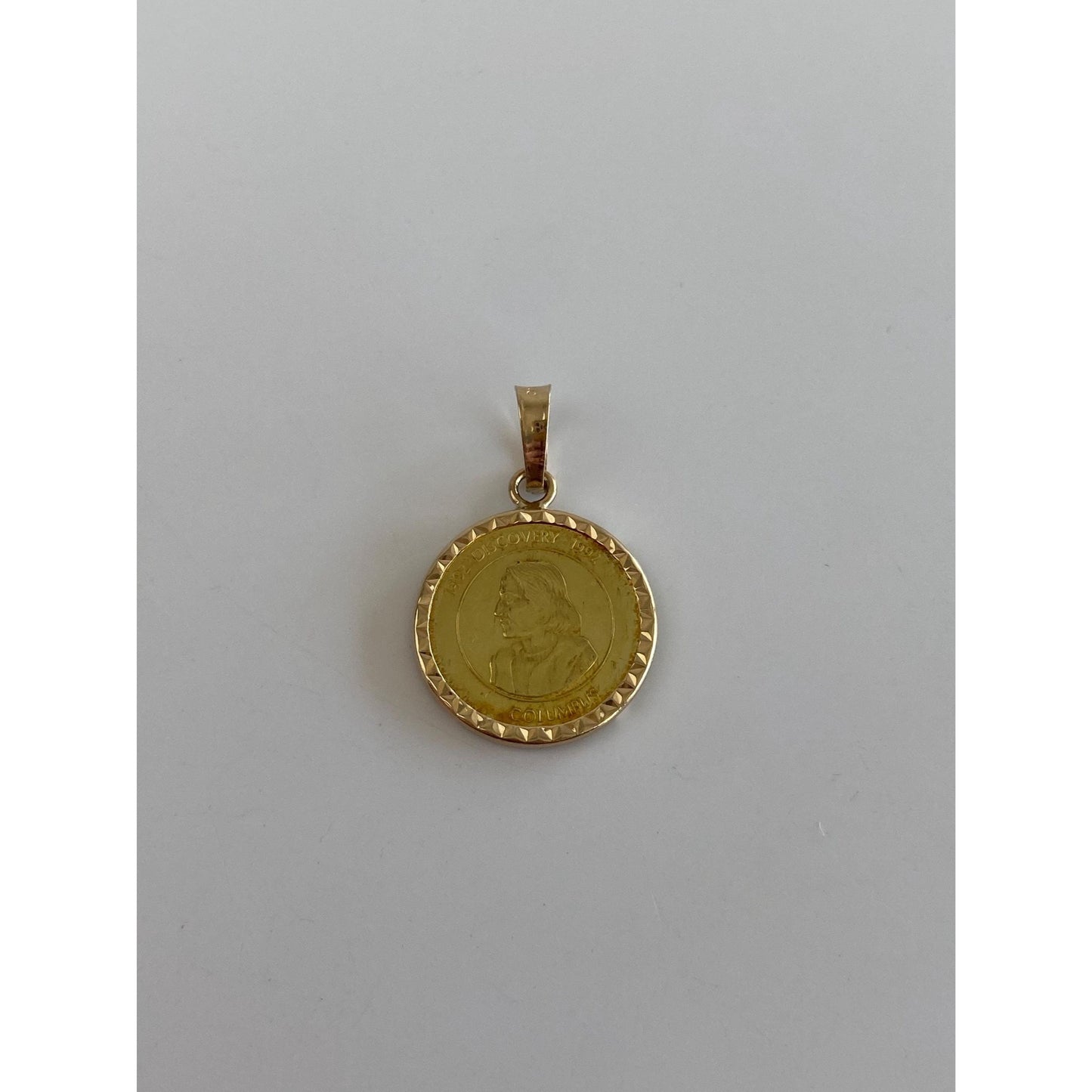 Vintage Solid 14k Yellow Gold Columbus Discovery Coin Charm