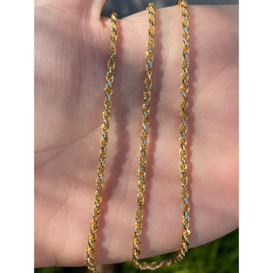 Vintage Solid 14k Yellow Gold Rope Chain Necklace - 20 inches