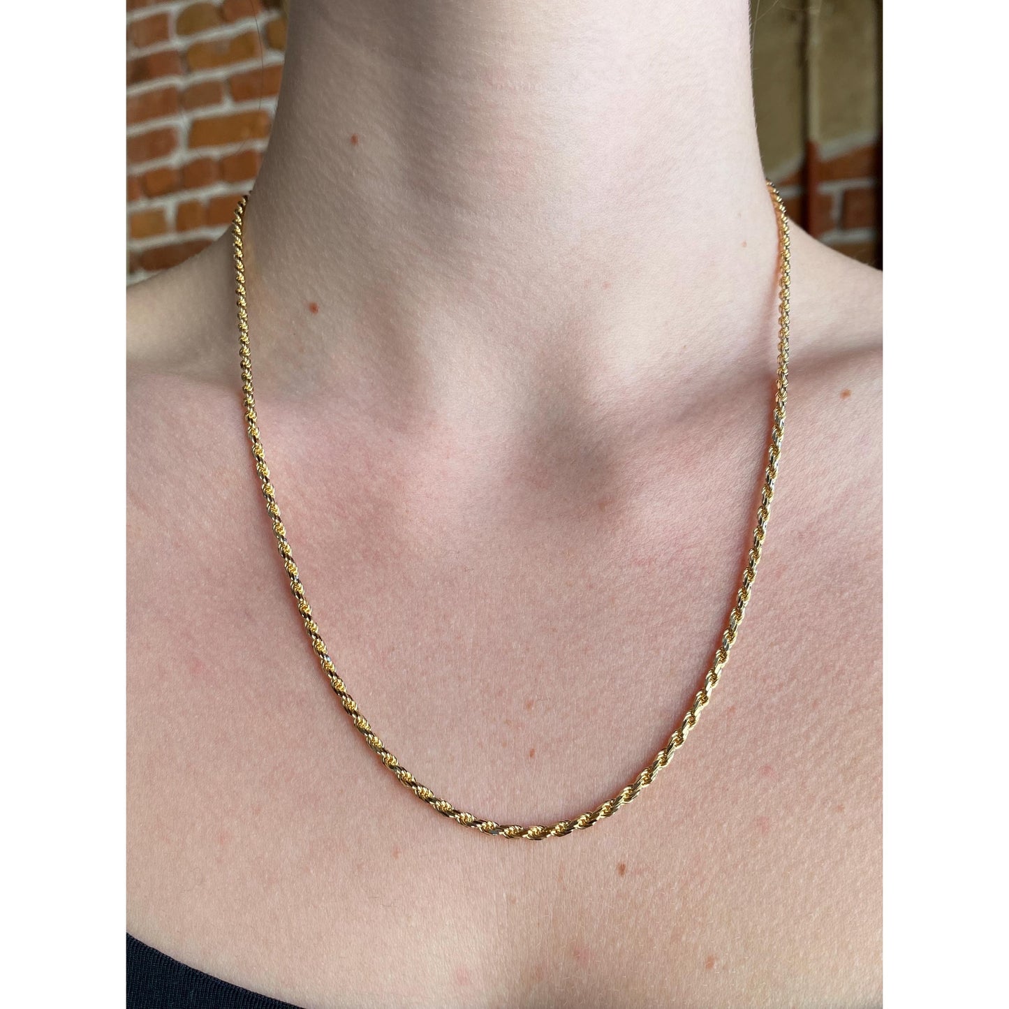 Vintage Solid 14k Yellow Gold Rope Chain Necklace - 20 inches