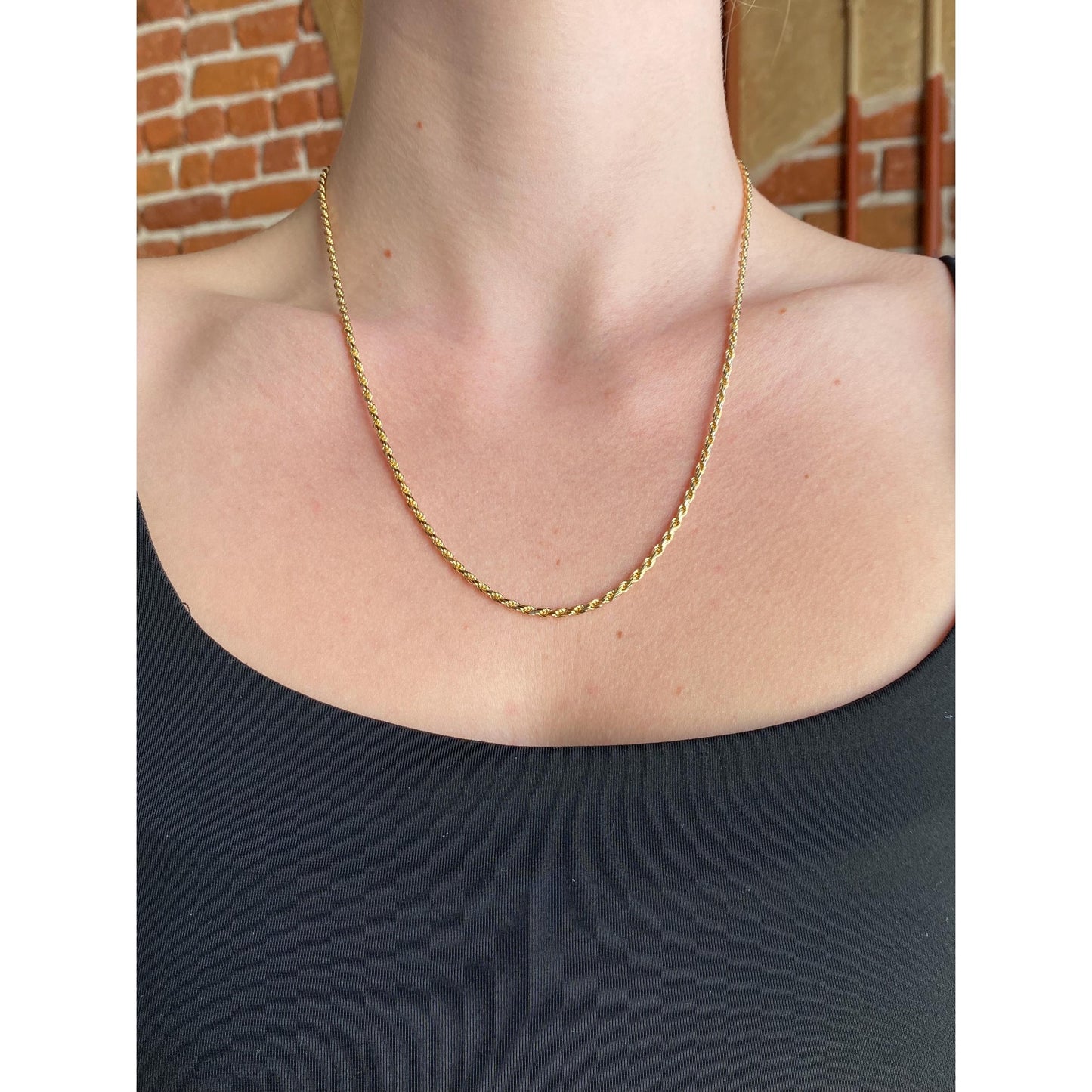 Vintage Solid 14k Yellow Gold Rope Chain Necklace - 20 inches