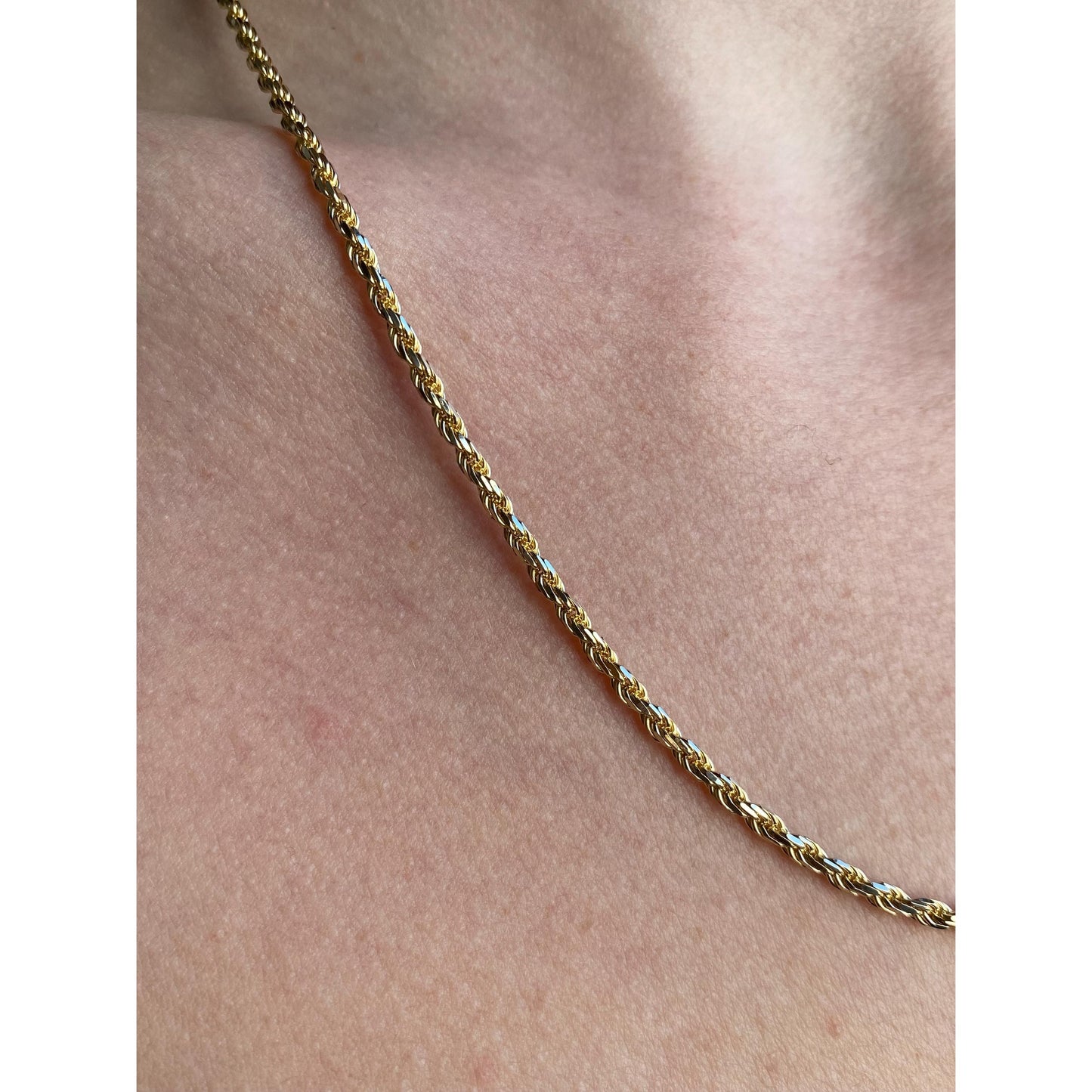 Vintage Solid 14k Yellow Gold Rope Chain Necklace - 20 inches