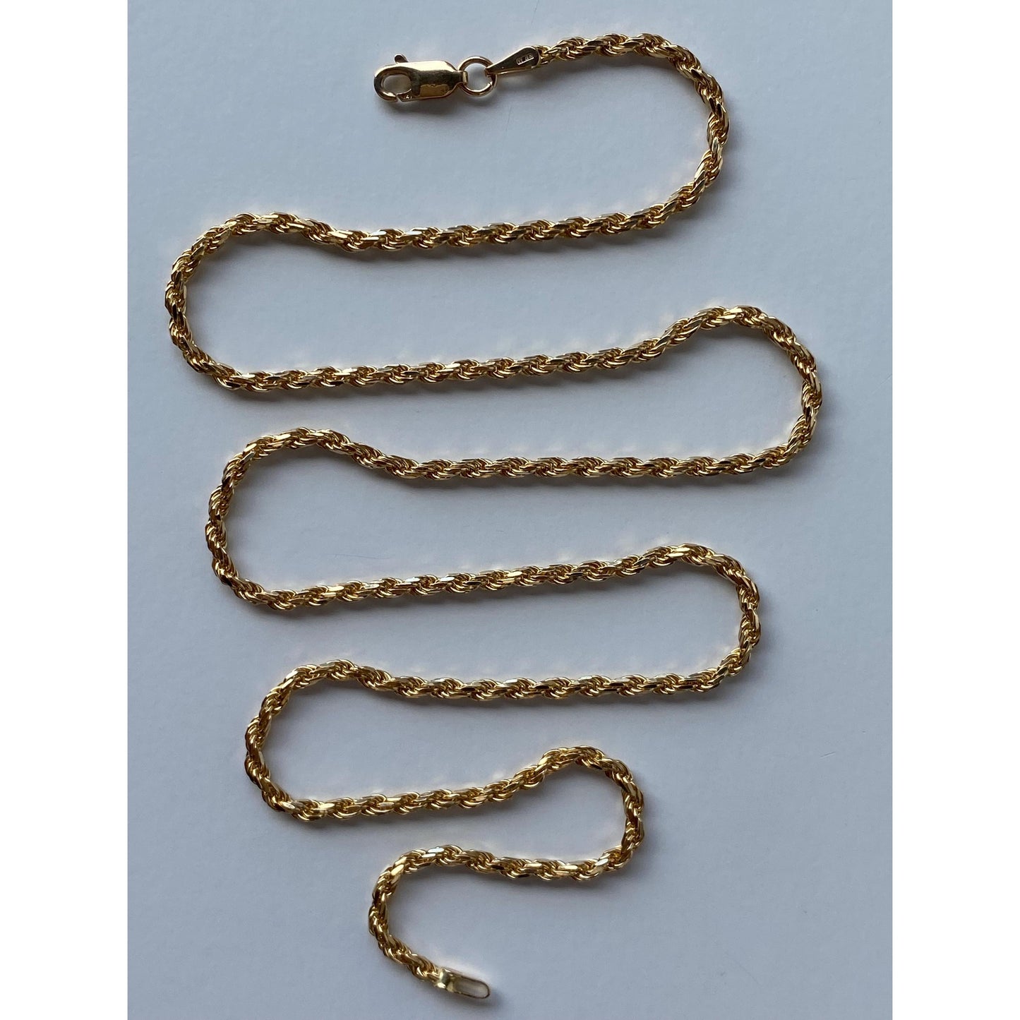 Vintage Solid 14k Yellow Gold Rope Chain Necklace - 20 inches