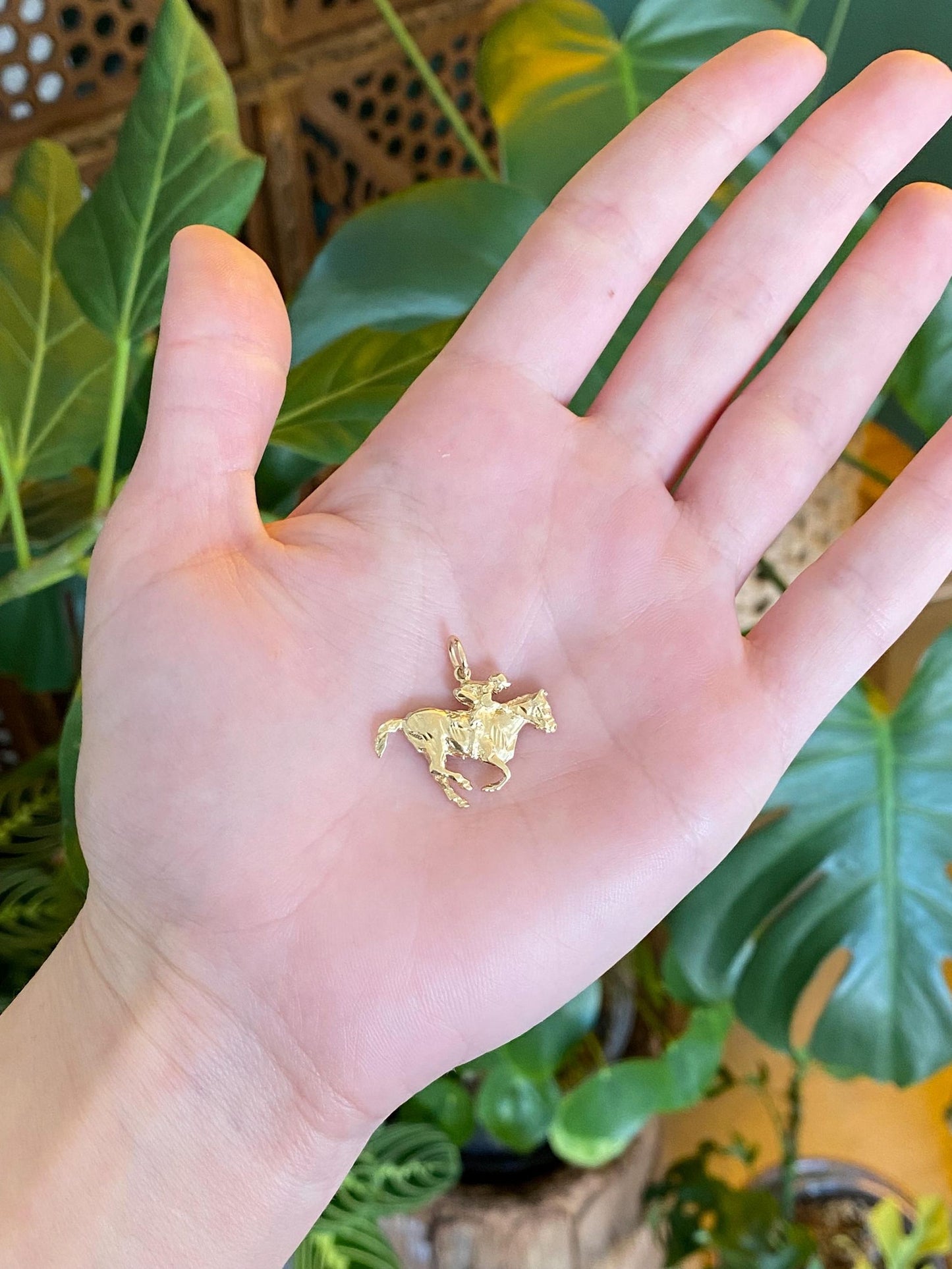 Vintage Solid 14k Yellow Gold Jockey Horse Racing Charm