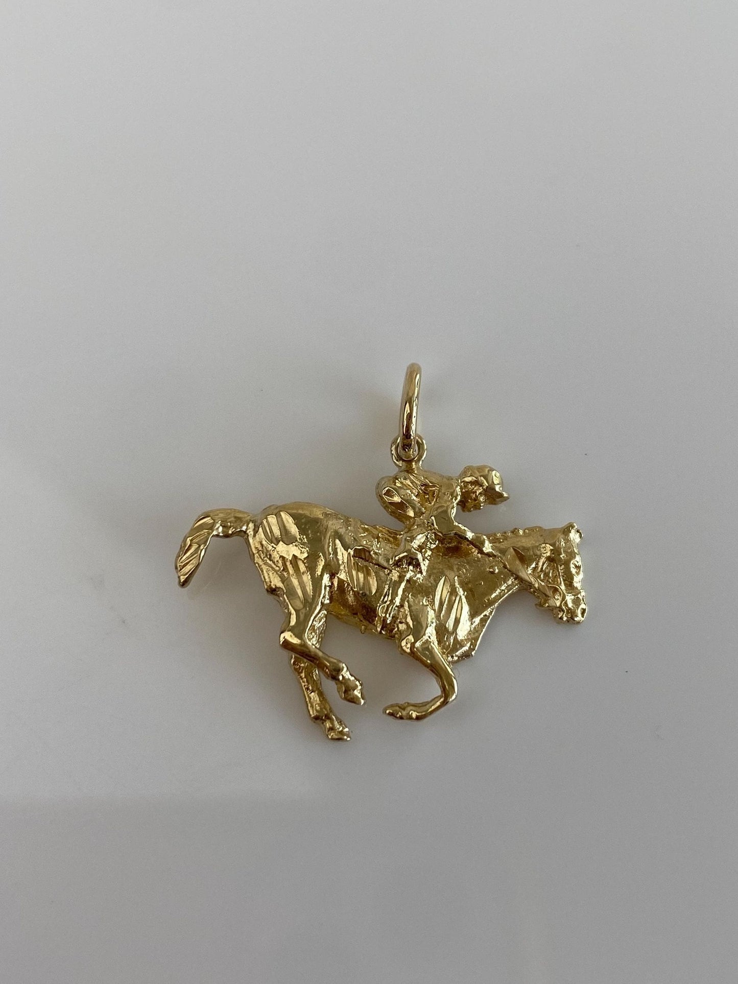 Vintage Solid 14k Yellow Gold Jockey Horse Racing Charm