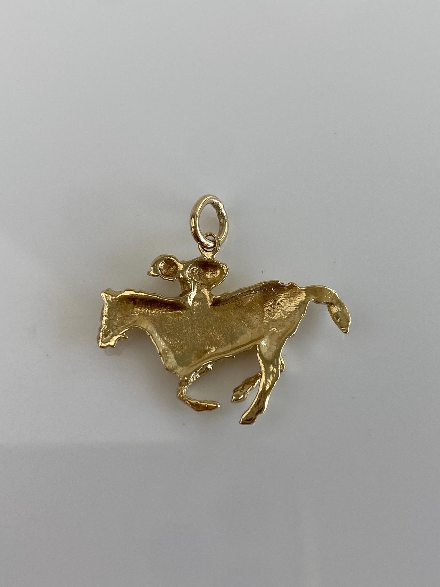 Vintage Solid 14k Yellow Gold Jockey Horse Racing Charm