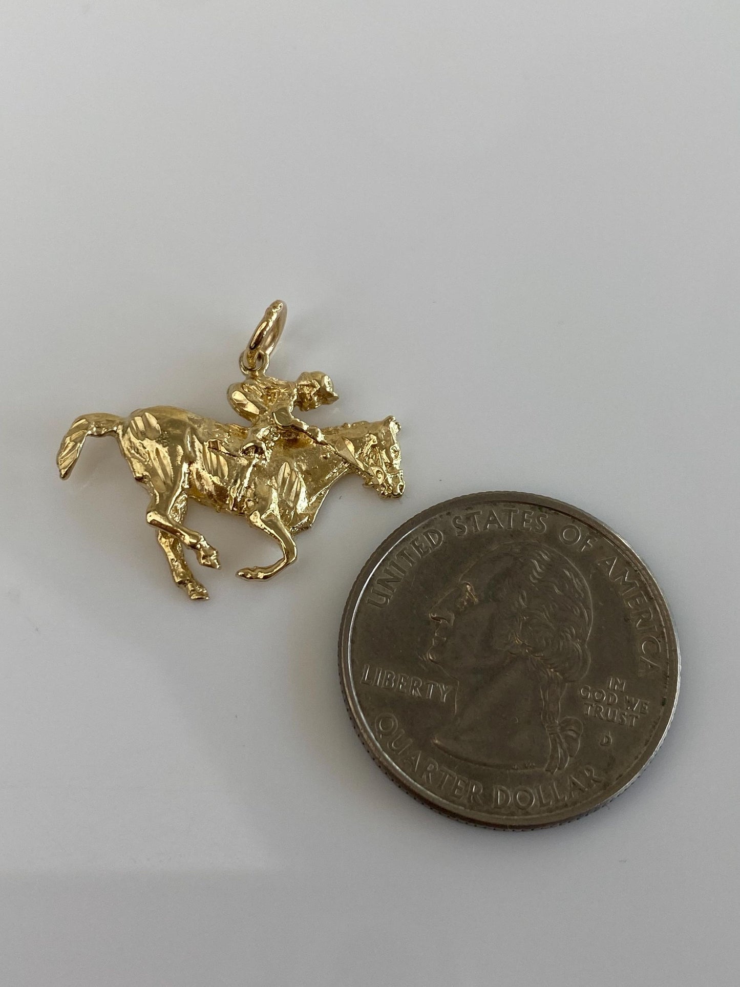 Vintage Solid 14k Yellow Gold Jockey Horse Racing Charm