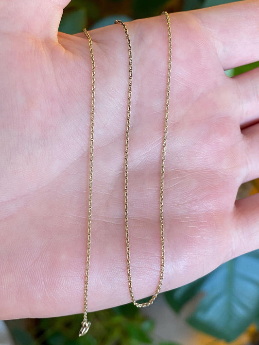 Vintage Solid 14k Yellow Gold Tight Rolo Chain Necklace - 16 inches