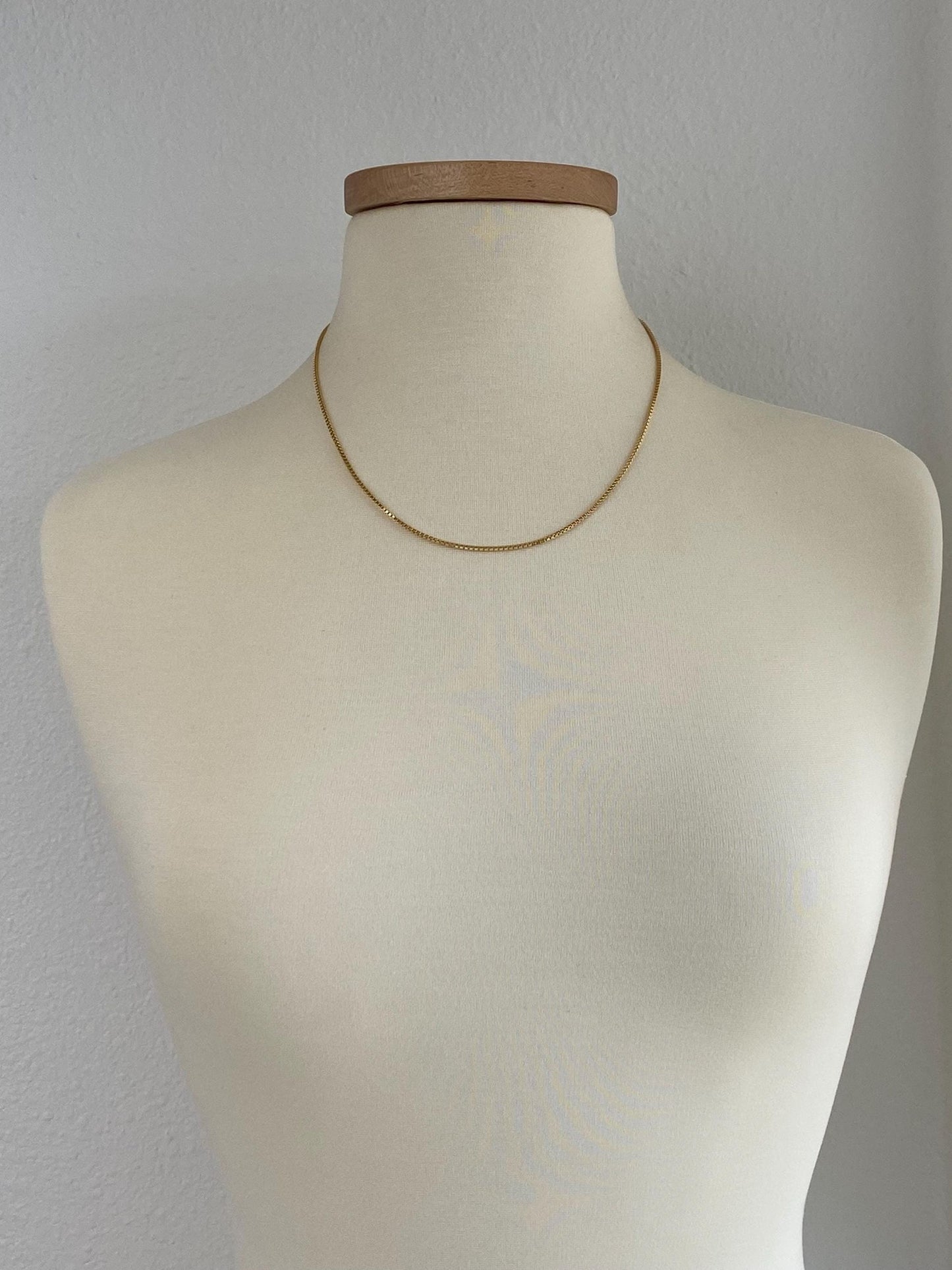 Vintage Solid 18k Yellow Gold Box Chain Necklace - 20 inches