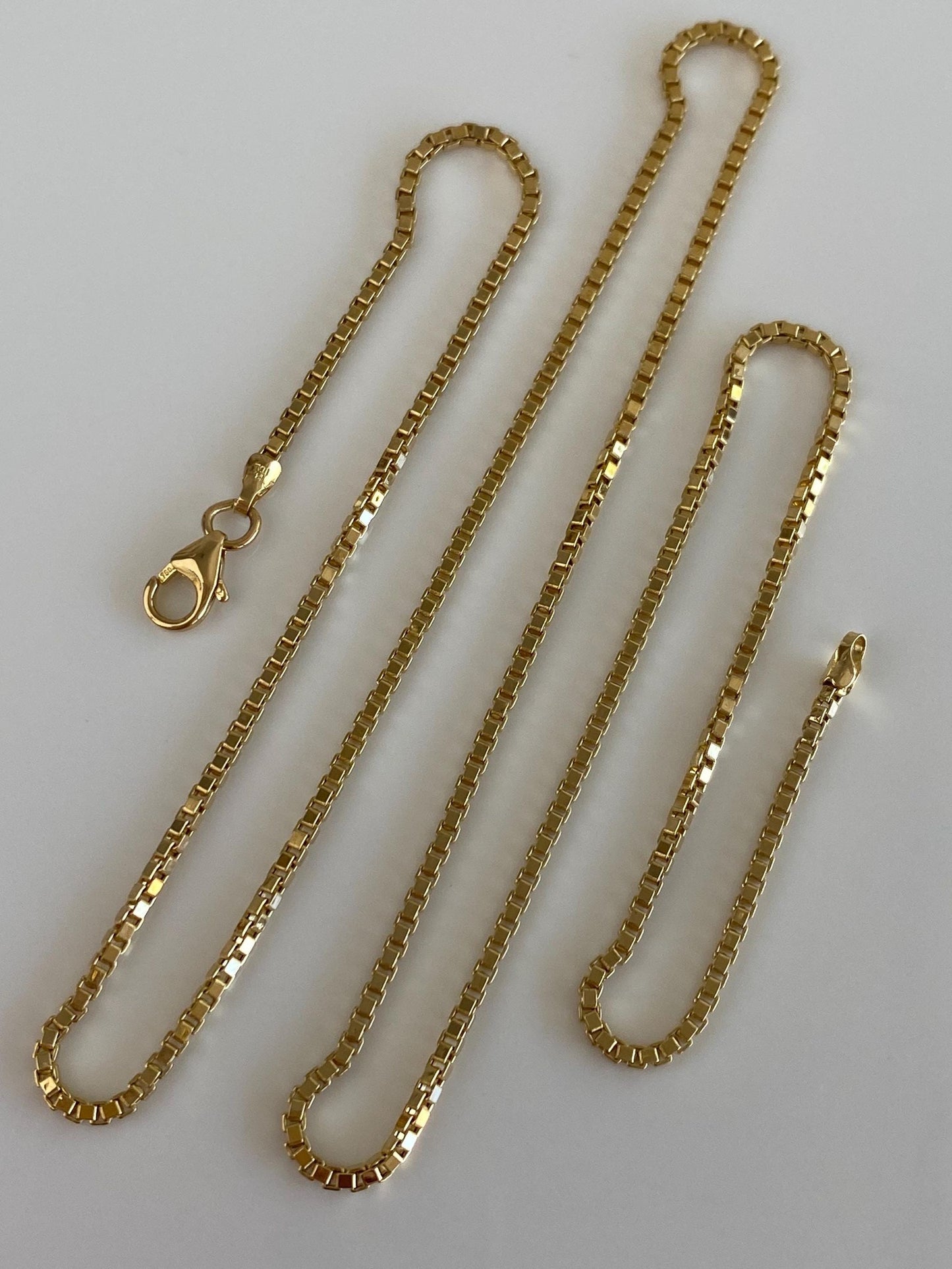 Vintage Solid 18k Yellow Gold Box Chain Necklace - 20 inches