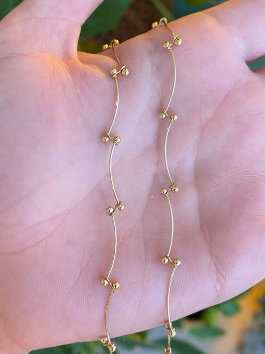 Vintage Solid 14k Yellow Gold Fancy Link Ball Chain Necklace - 17.75 inches