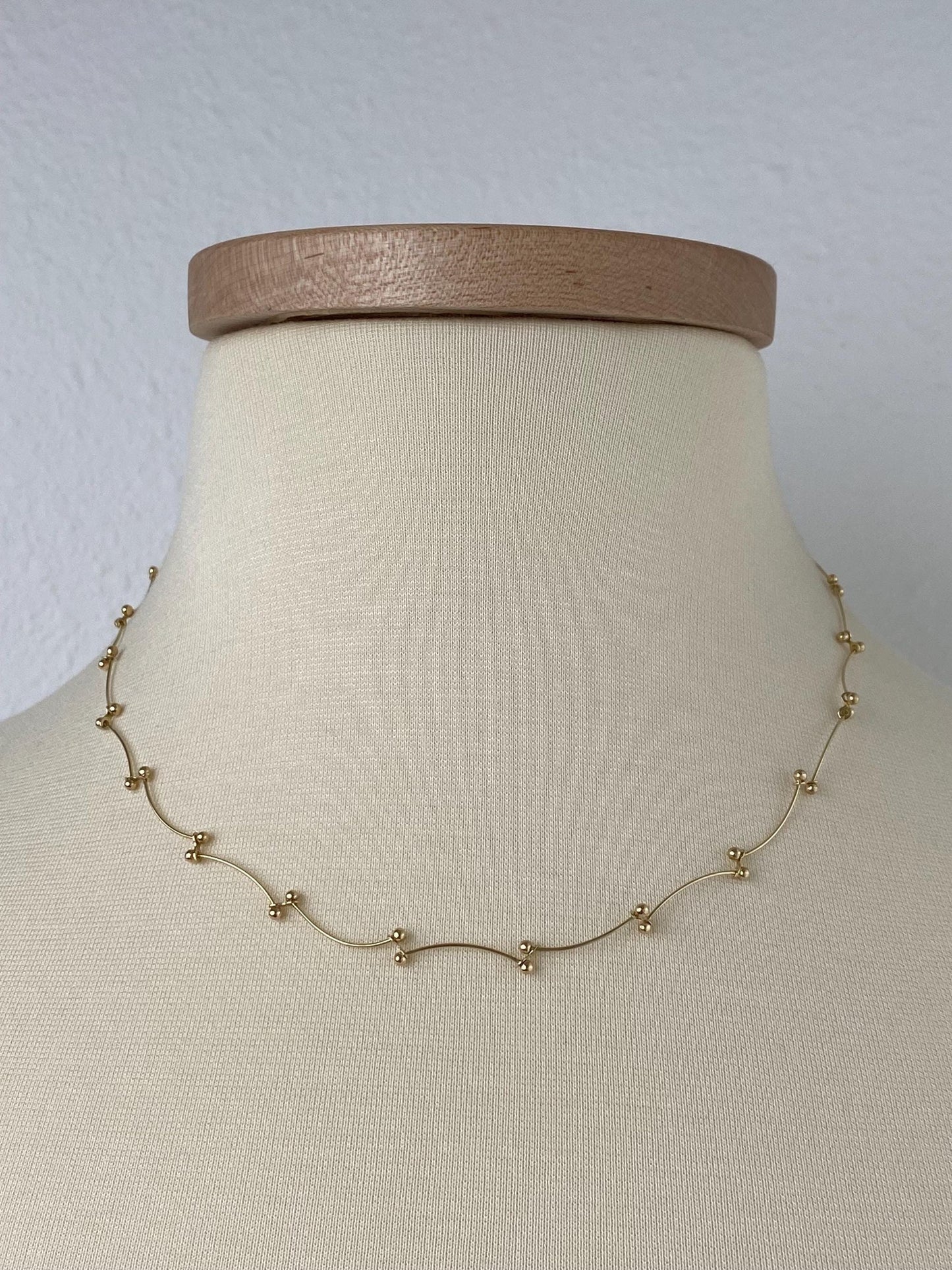 Vintage Solid 14k Yellow Gold Fancy Link Ball Chain Necklace - 17.75 inches