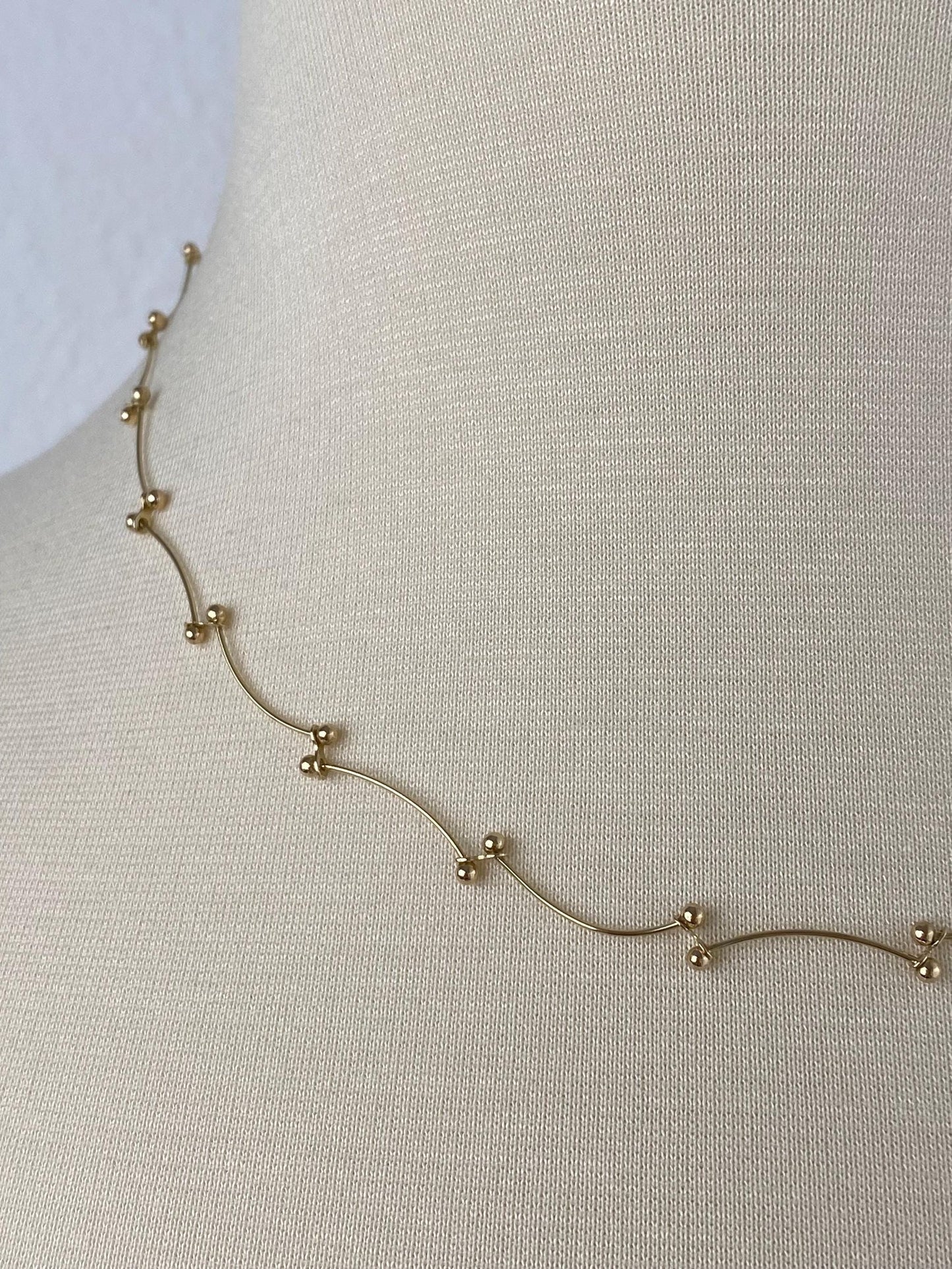 Vintage Solid 14k Yellow Gold Fancy Link Ball Chain Necklace - 17.75 inches