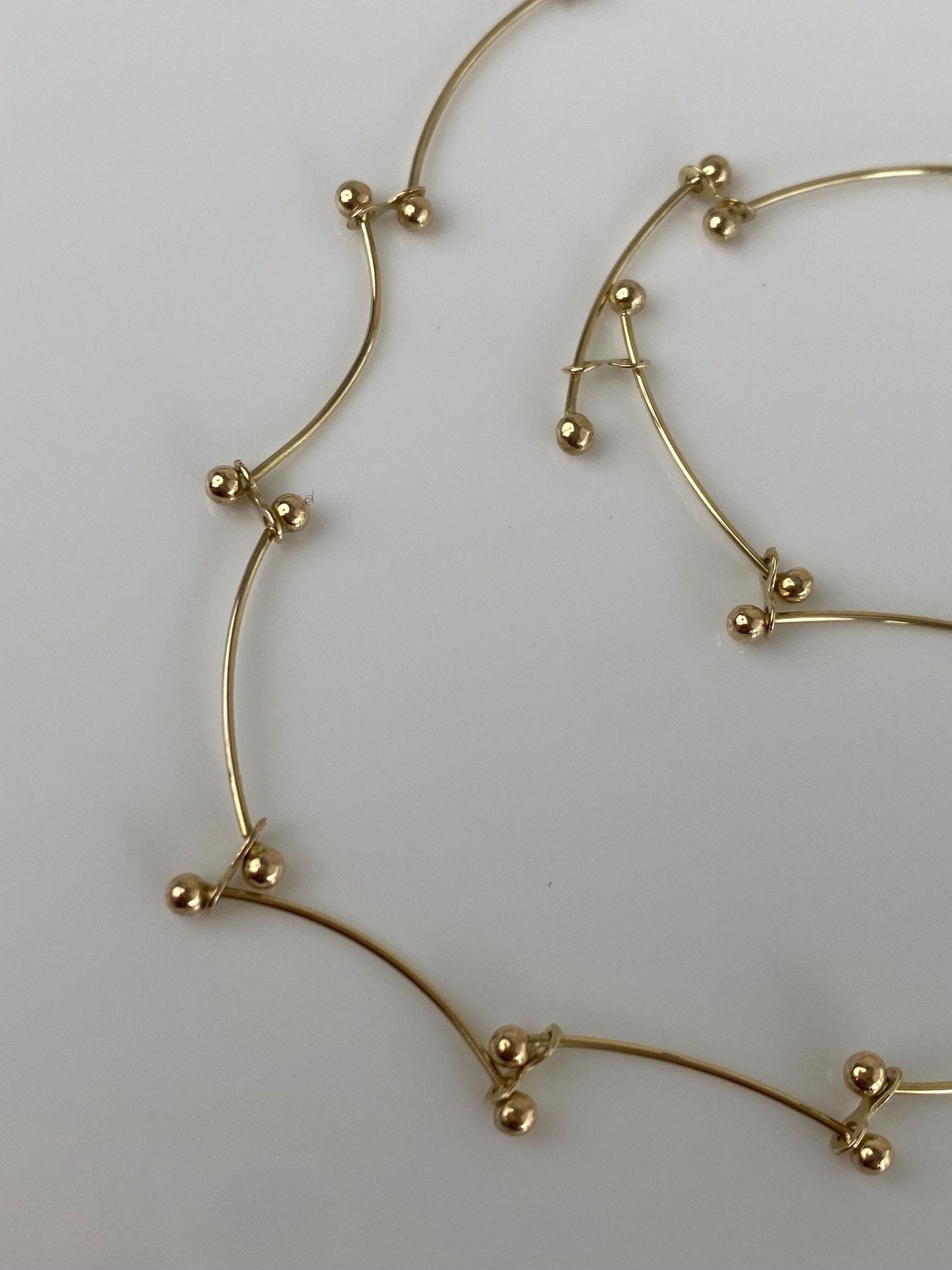 Vintage Solid 14k Yellow Gold Fancy Link Ball Chain Necklace - 17.75 inches