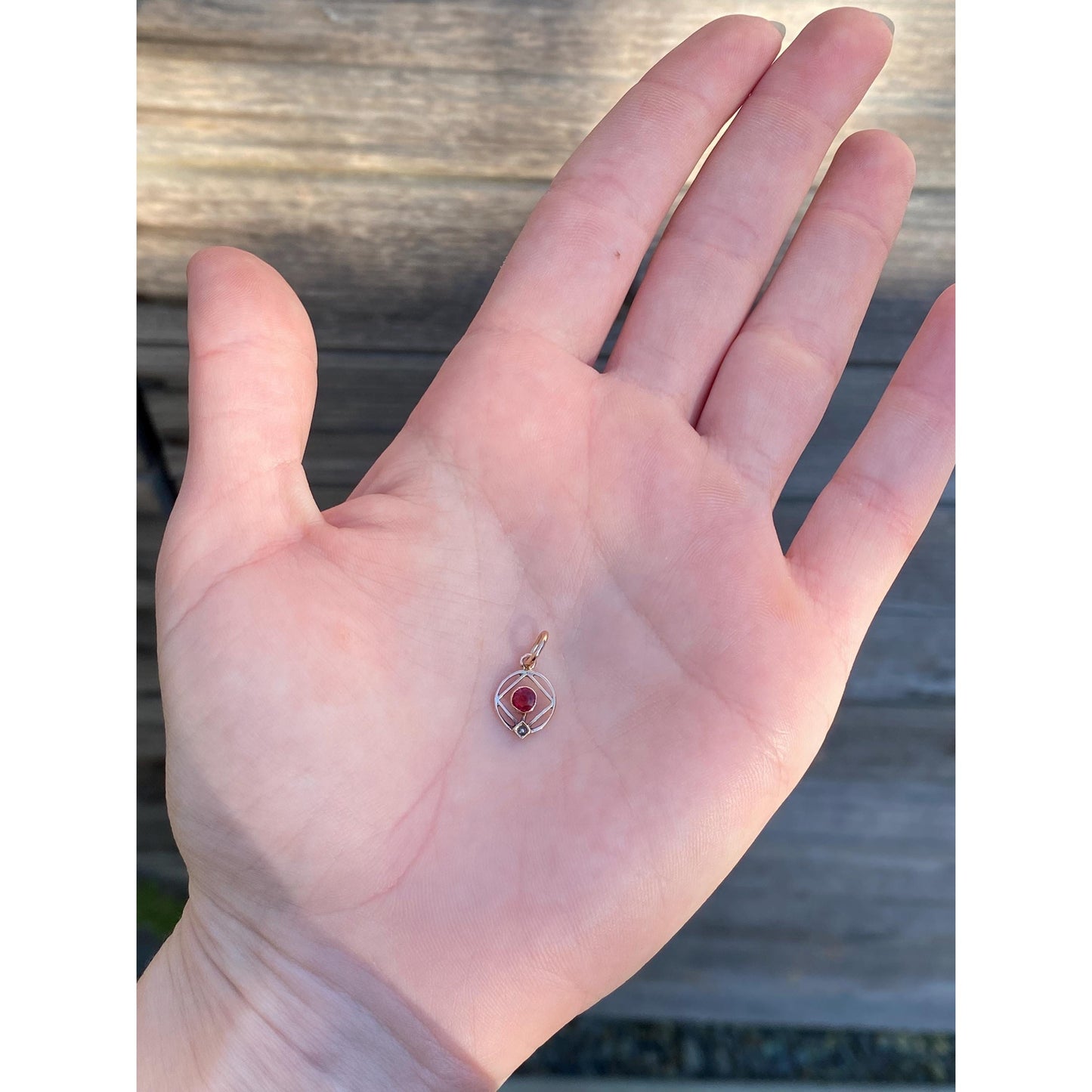 Vintage Solid 14k Yellow Gold Pink Cubic Zirconia Seed Pearl Stick Pin Conversion Charm