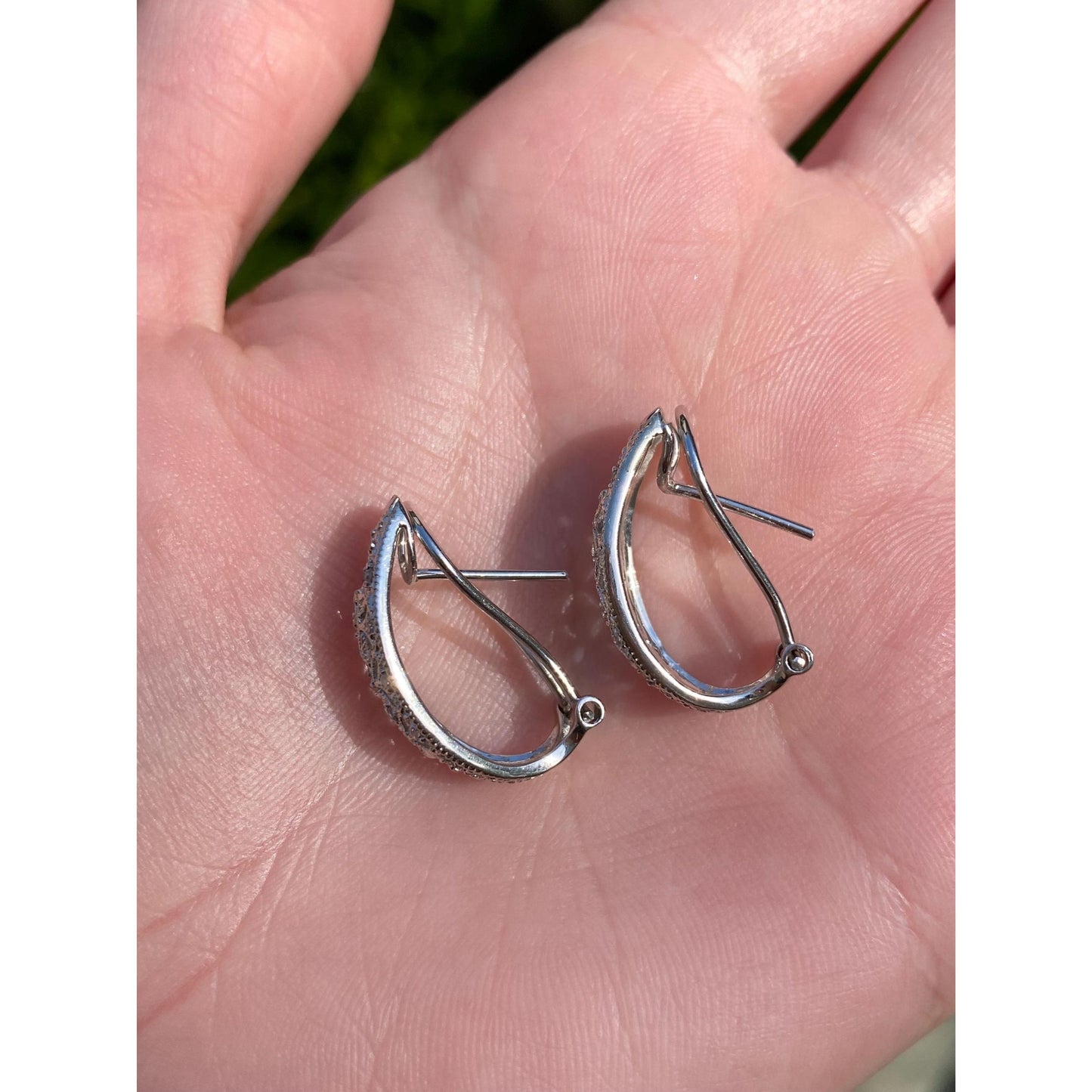 Vintage Solid 14k White Gold Diamond Drop Earrings