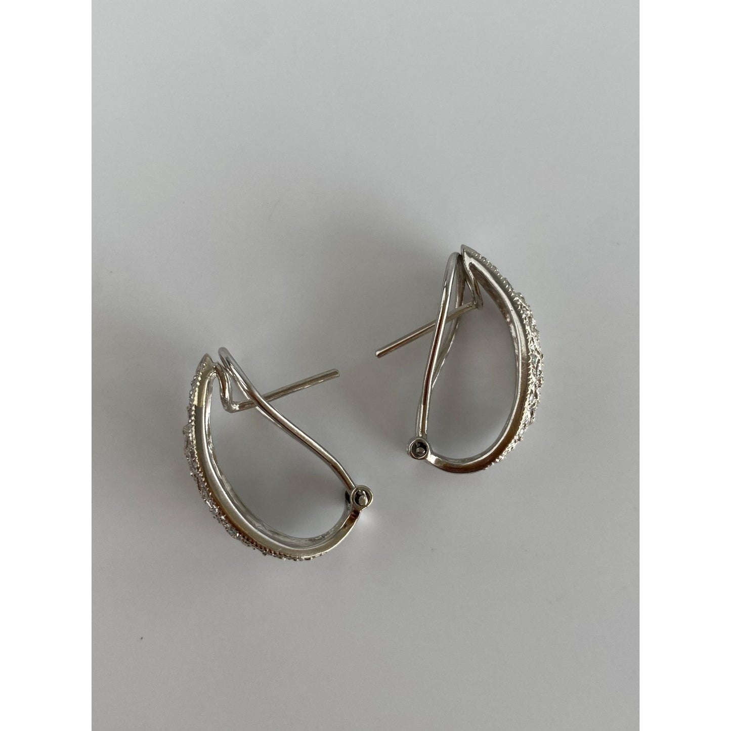 Vintage Solid 14k White Gold Diamond Drop Earrings