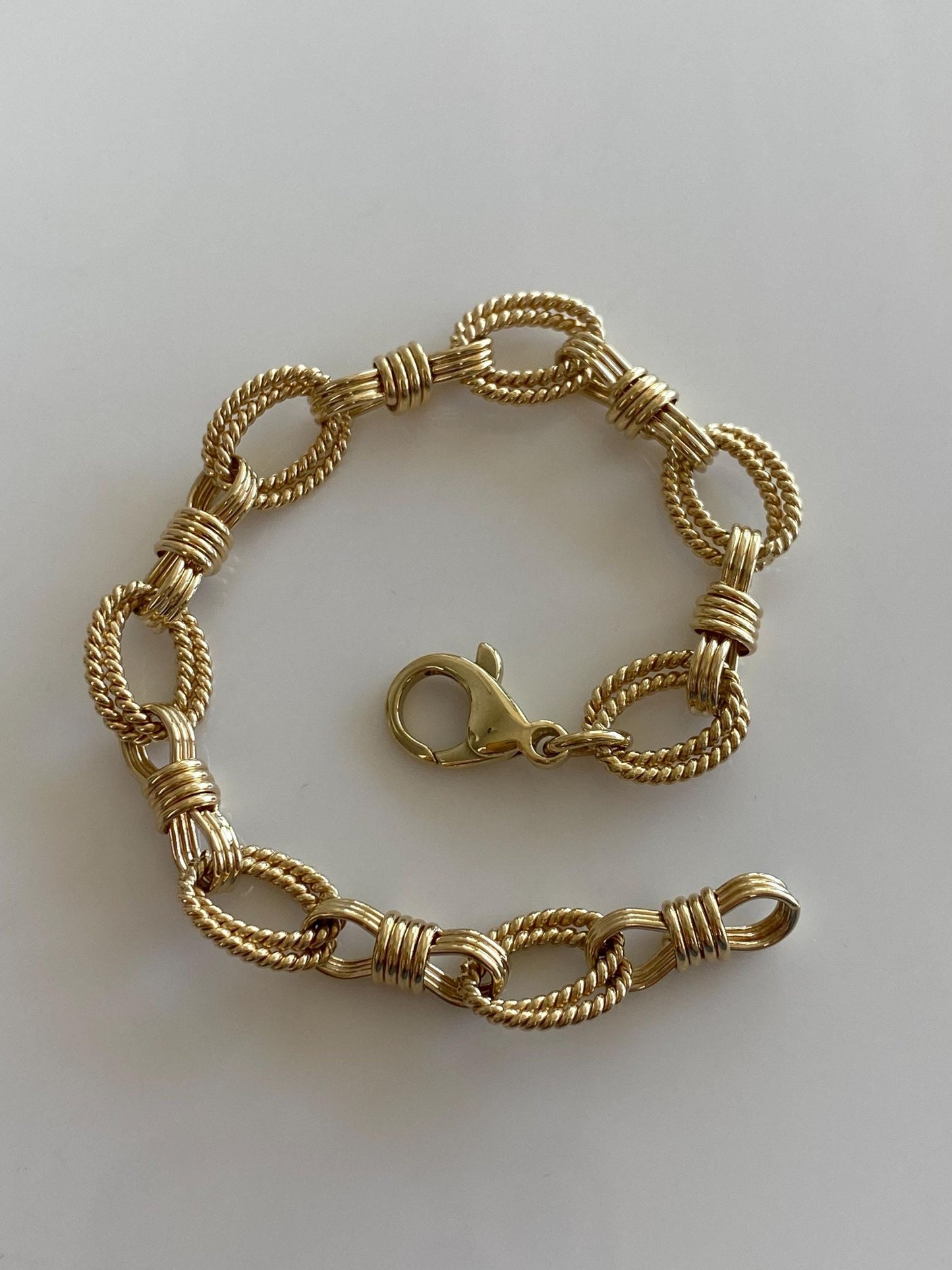Vintage Solid 14k Yellow Gold Fancy Link Bracelet - 7 inches