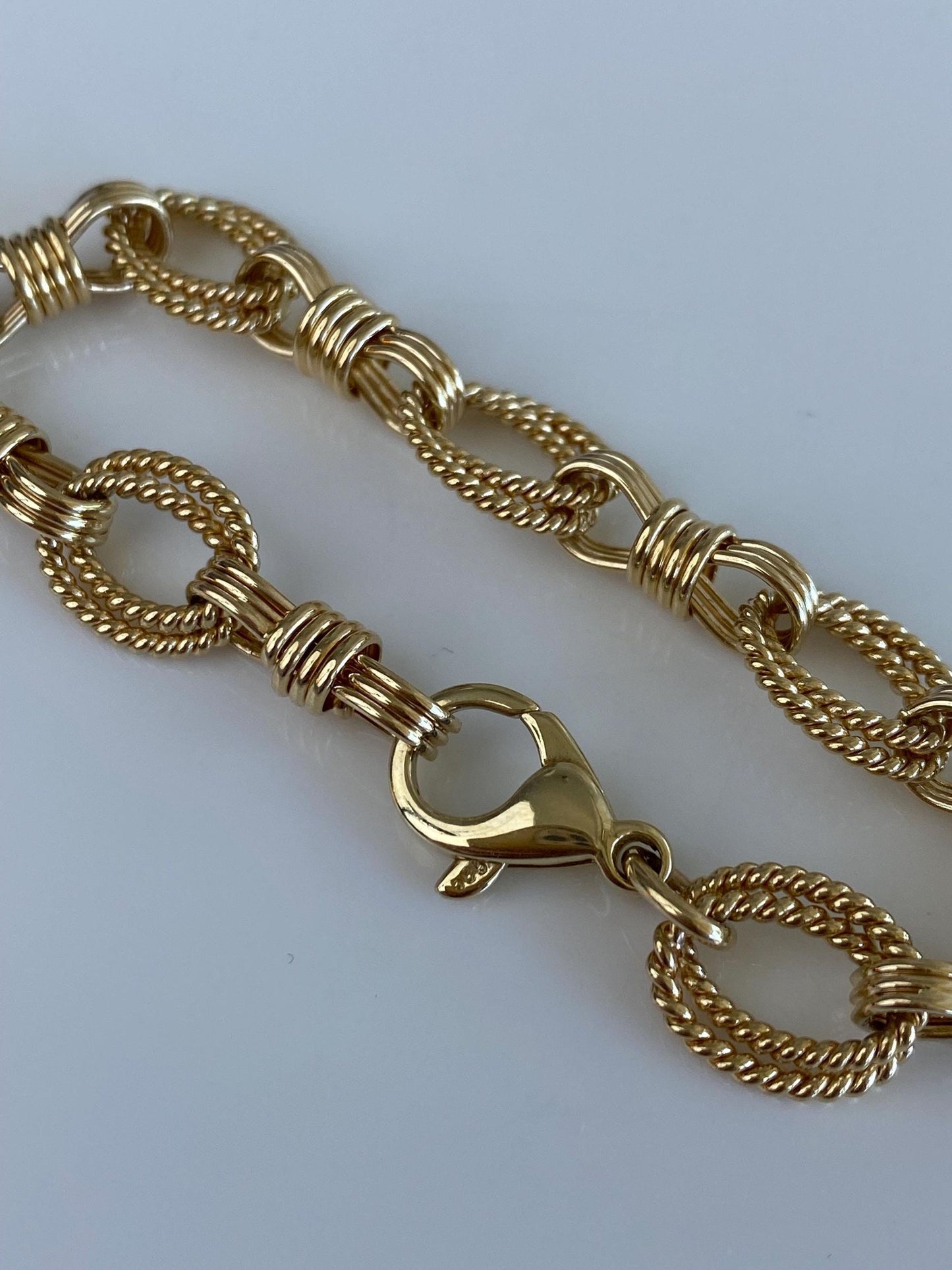 Vintage Solid 14k Yellow Gold Fancy Link Bracelet - 7 inches