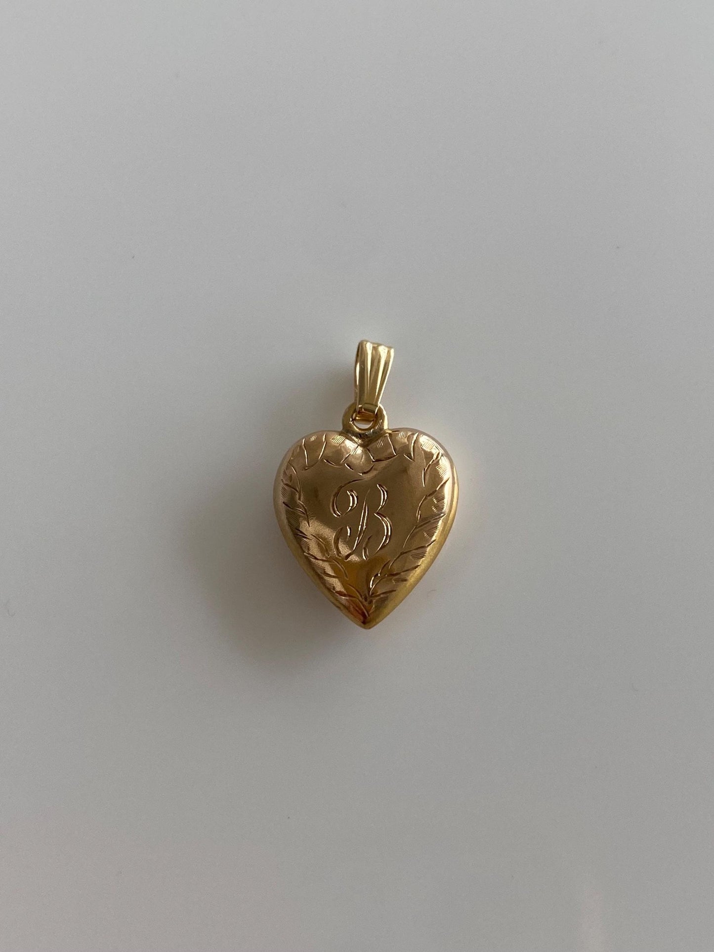 Vintage 10k Rosey Gold Initial 'B' Engraved Puffy Heart Charm