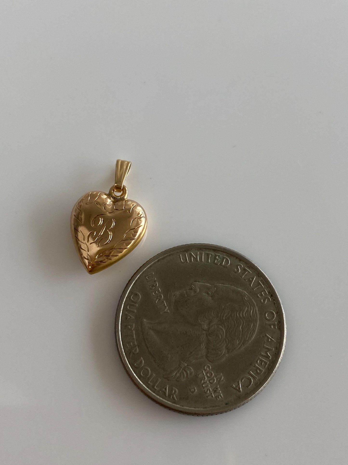 Vintage 10k Rosey Gold Initial 'B' Engraved Puffy Heart Charm