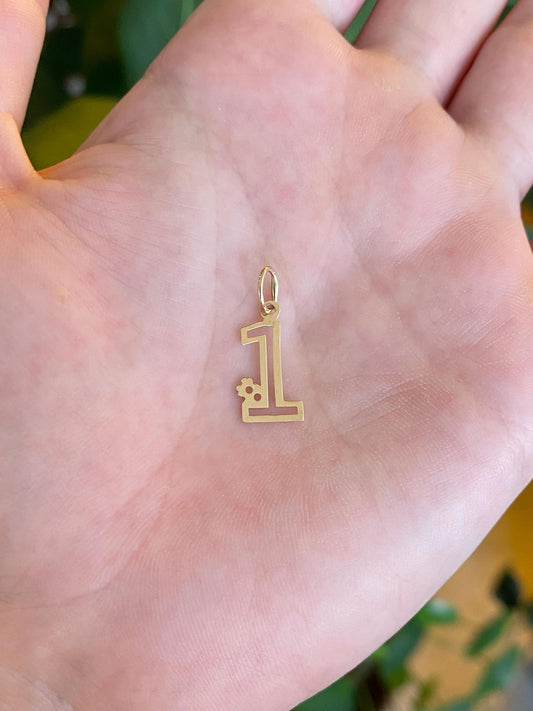 Vintage Solid 14k Yellow Gold #1 Charm