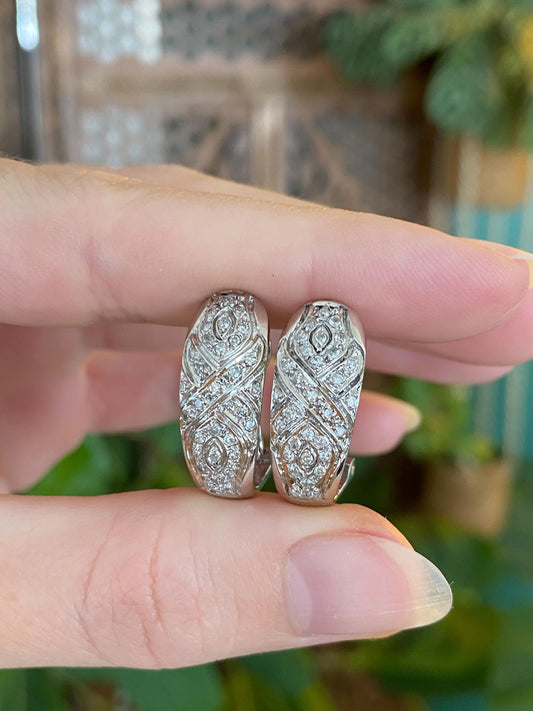 Solid 14k White Gold Diamond Drop Earrings