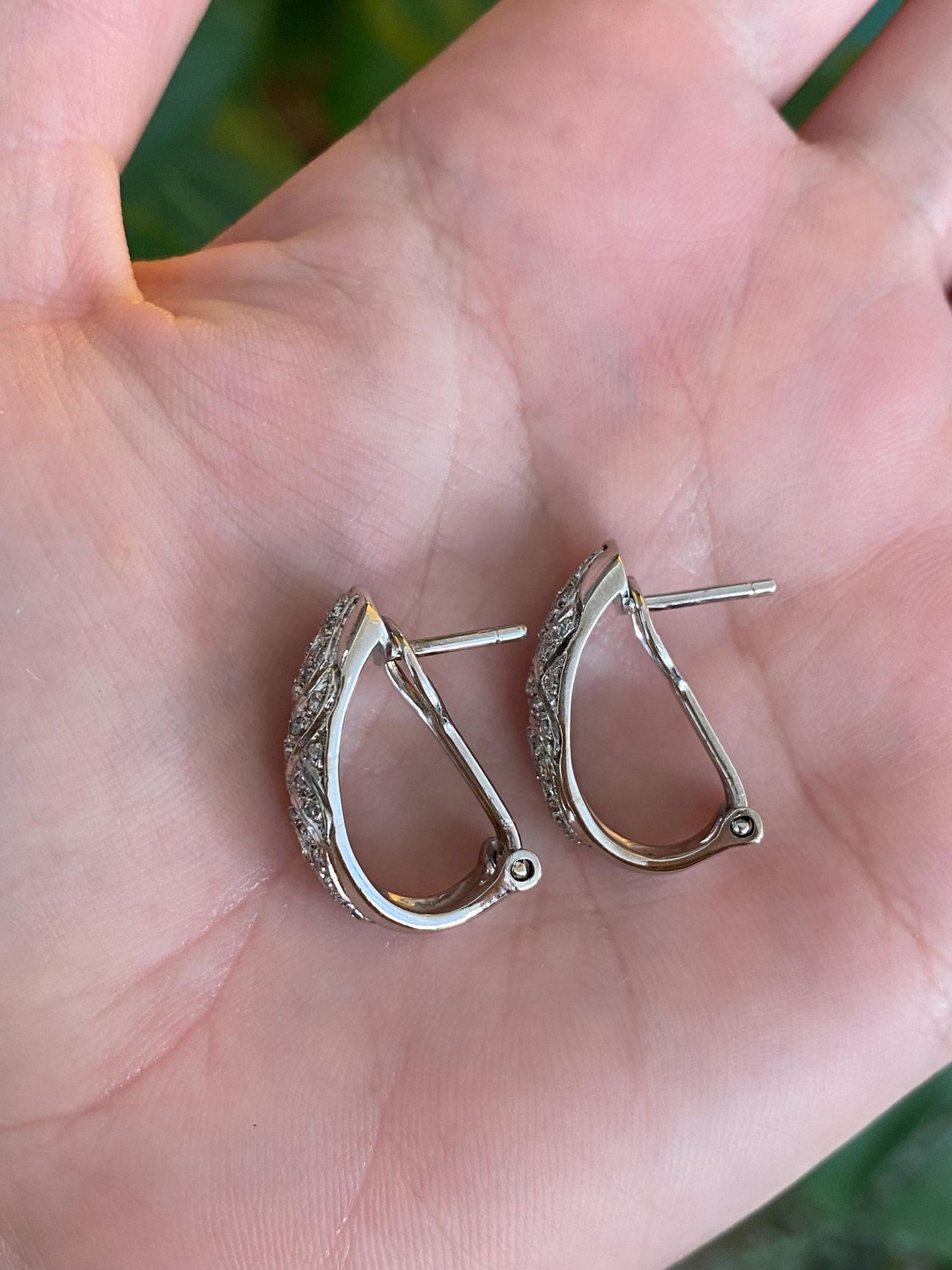 Solid 14k White Gold Diamond Drop Earrings