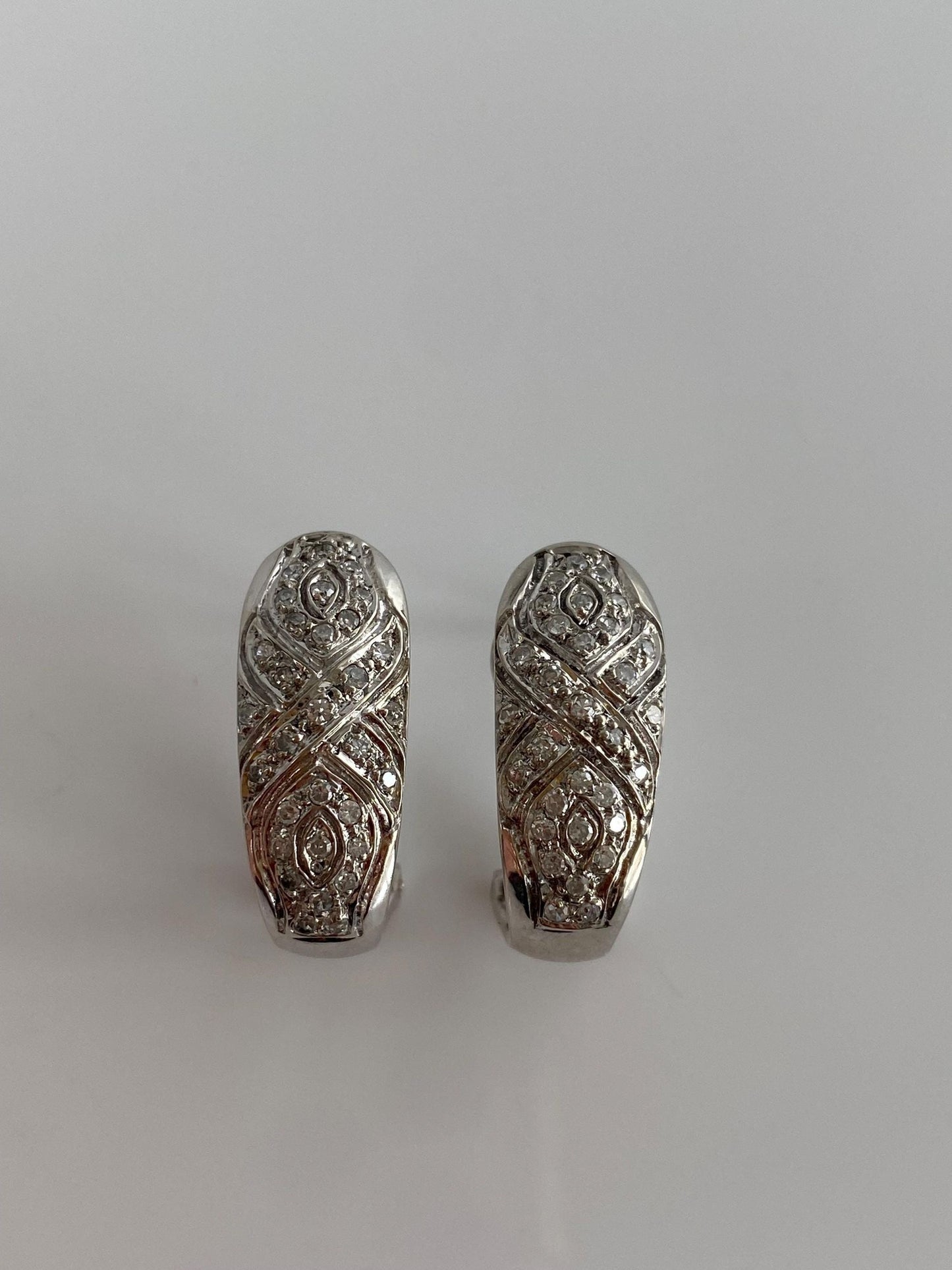 Solid 14k White Gold Diamond Drop Earrings