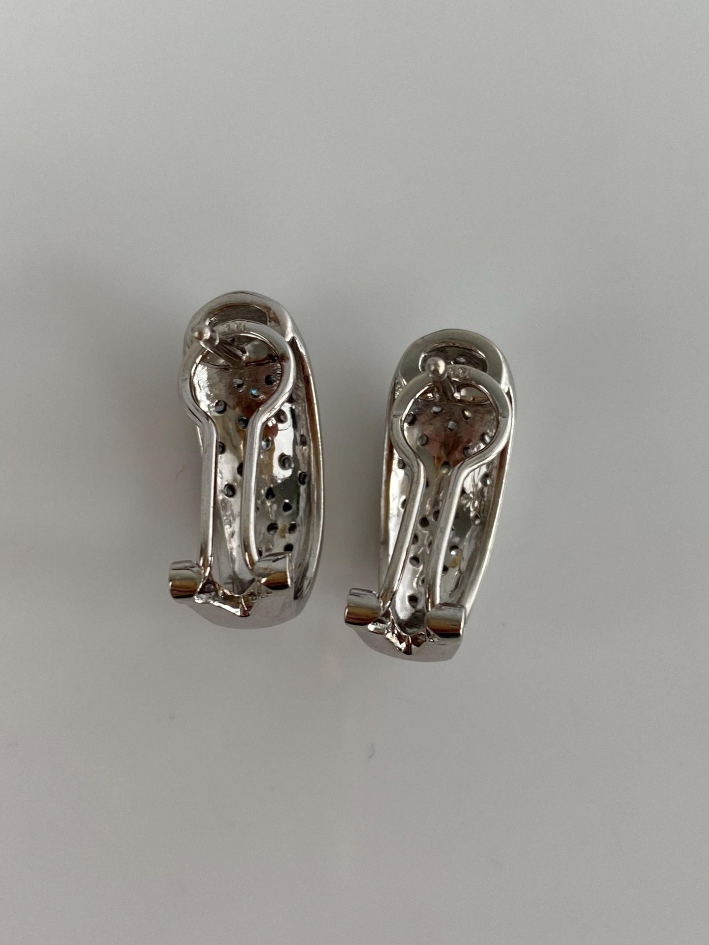 Solid 14k White Gold Diamond Drop Earrings